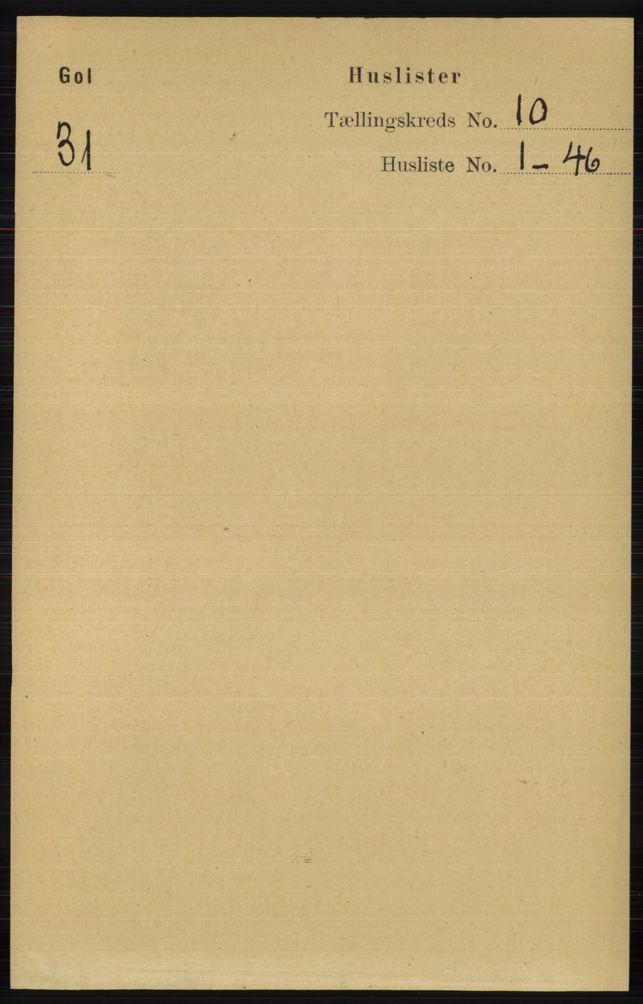 RA, 1891 census for 0617 Gol og Hemsedal, 1891, p. 3979