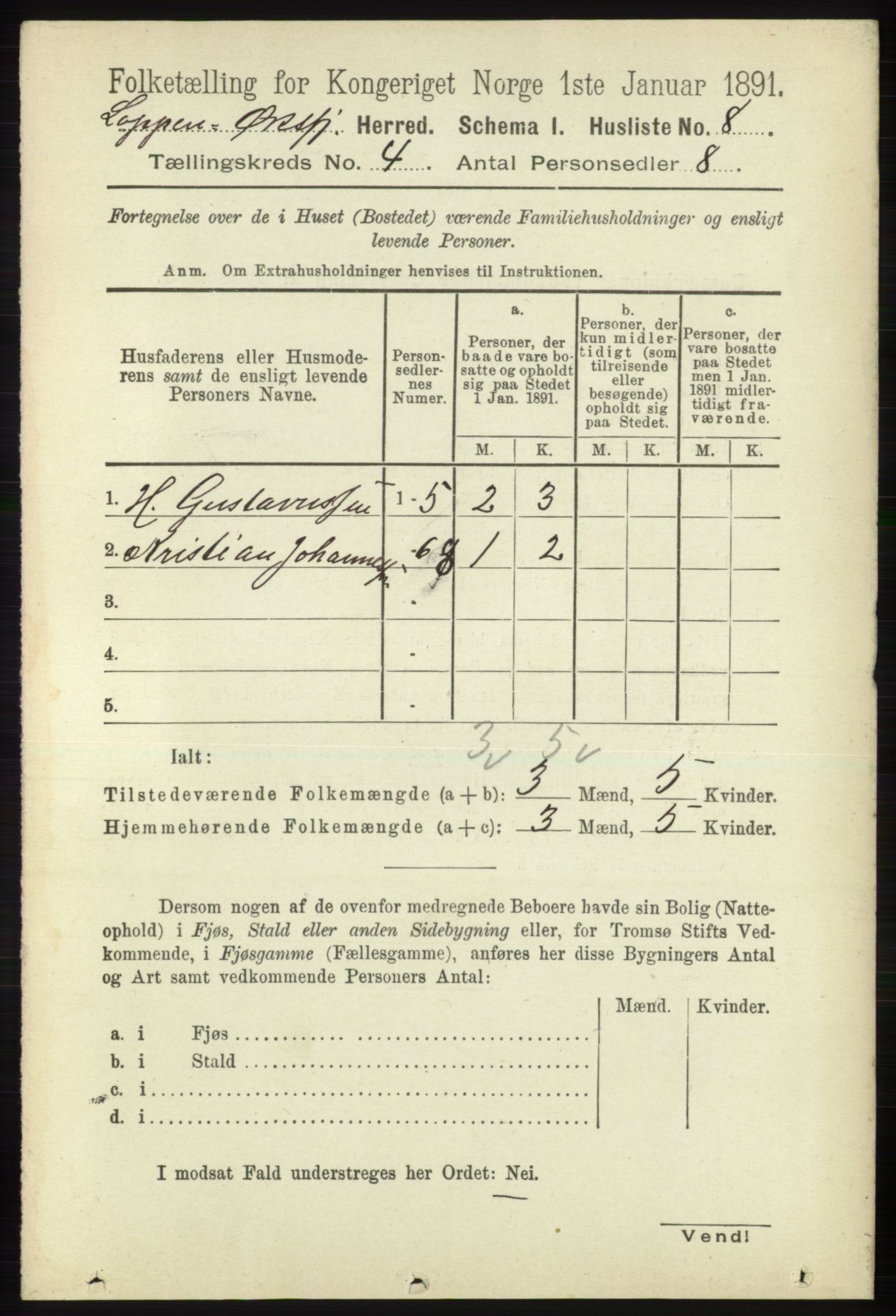 RA, 1891 census for 2014 Loppa, 1891, p. 824