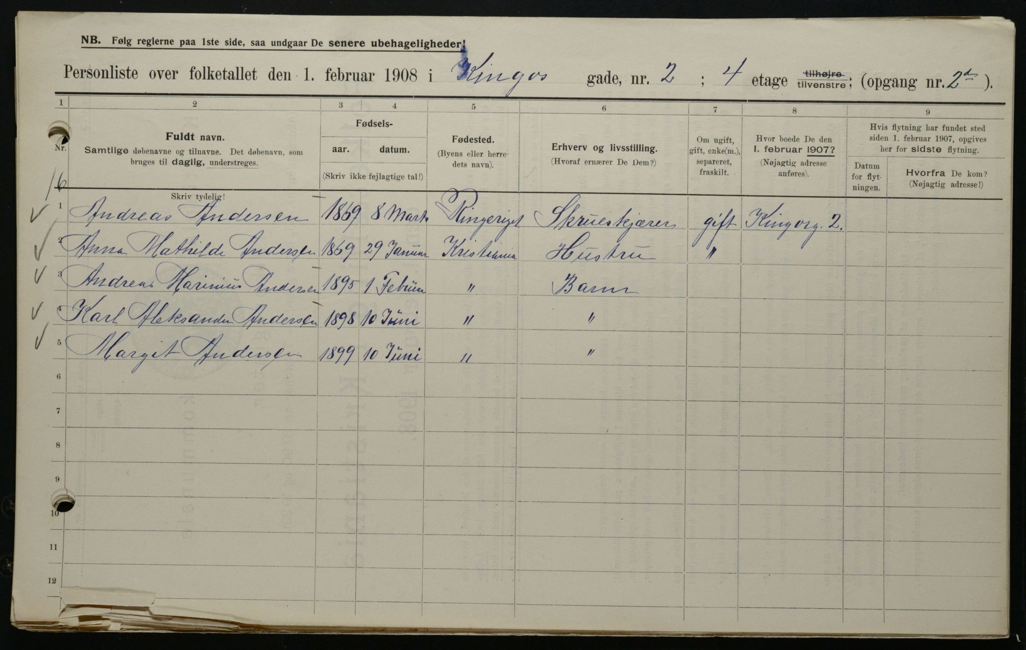 OBA, Municipal Census 1908 for Kristiania, 1908, p. 44361