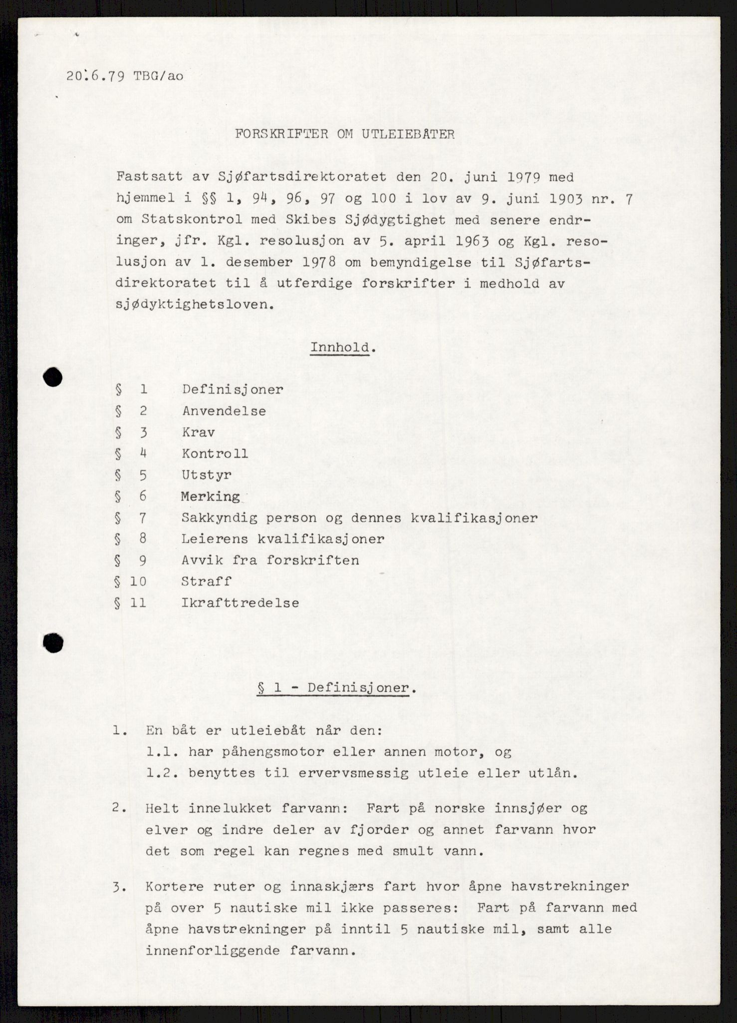 Sjøfartsdirektoratet med forløpere, generelt arkiv, AV/RA-S-1407/D/Du/Duc/L0641/0004: Skipskontrollen - Forskrifter    / Utleiebåter (2 mapper), 1977-1989, p. 28