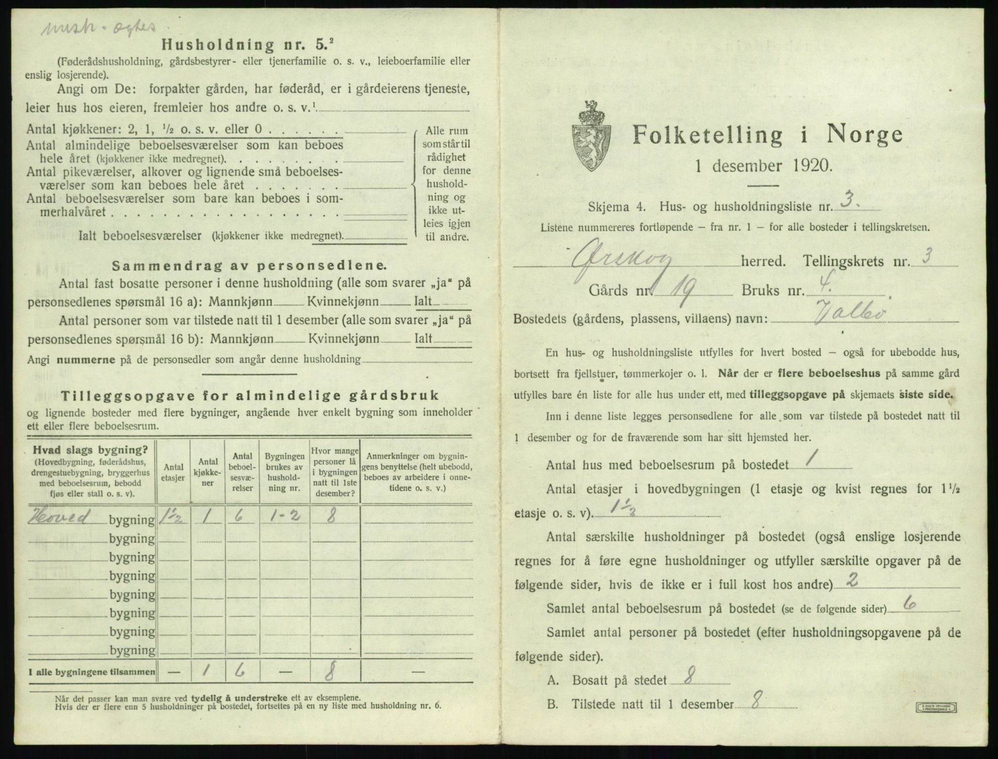 SAT, 1920 census for Ørskog, 1920, p. 210