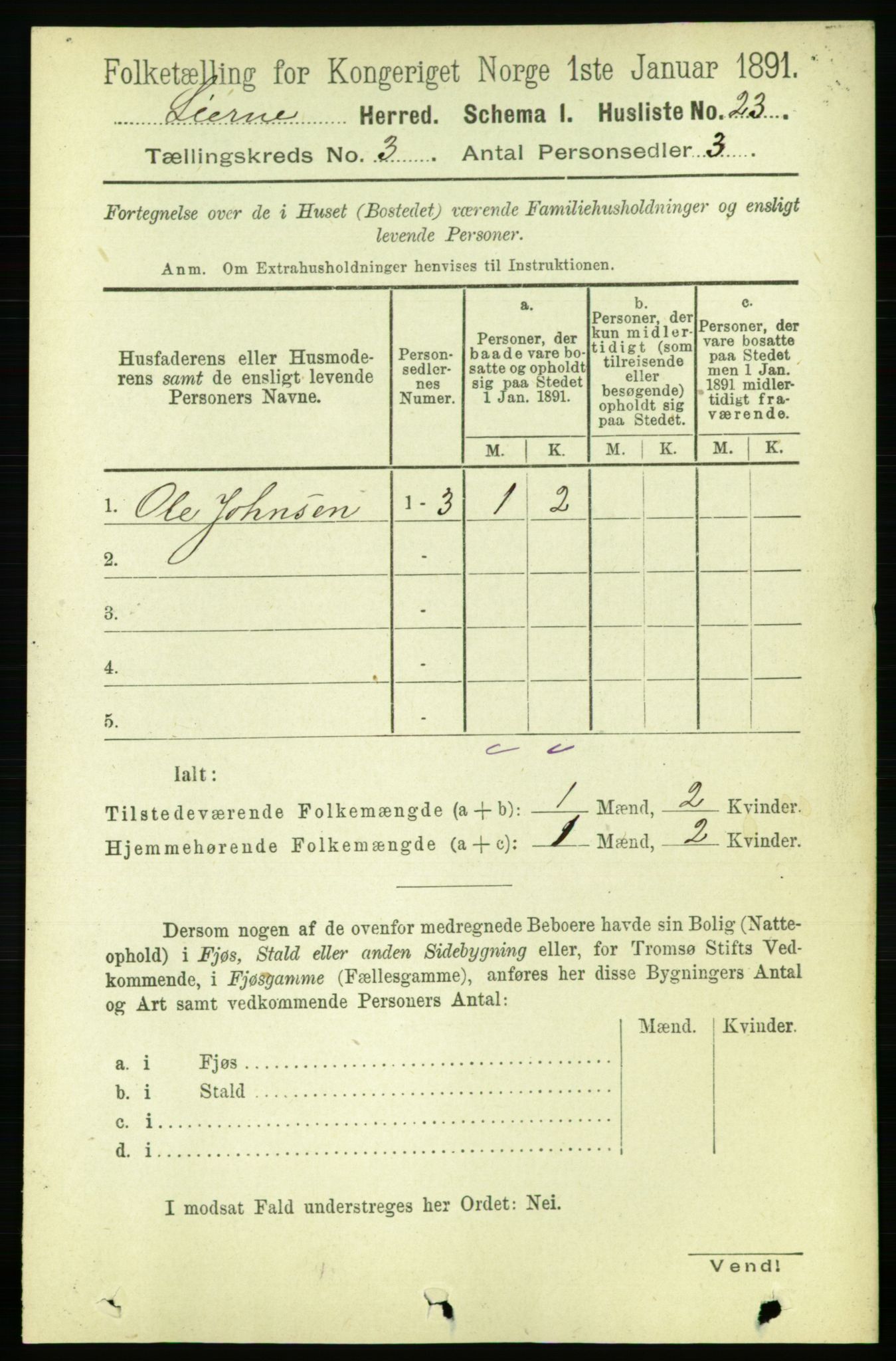 RA, 1891 census for 1737 Lierne, 1891, p. 786