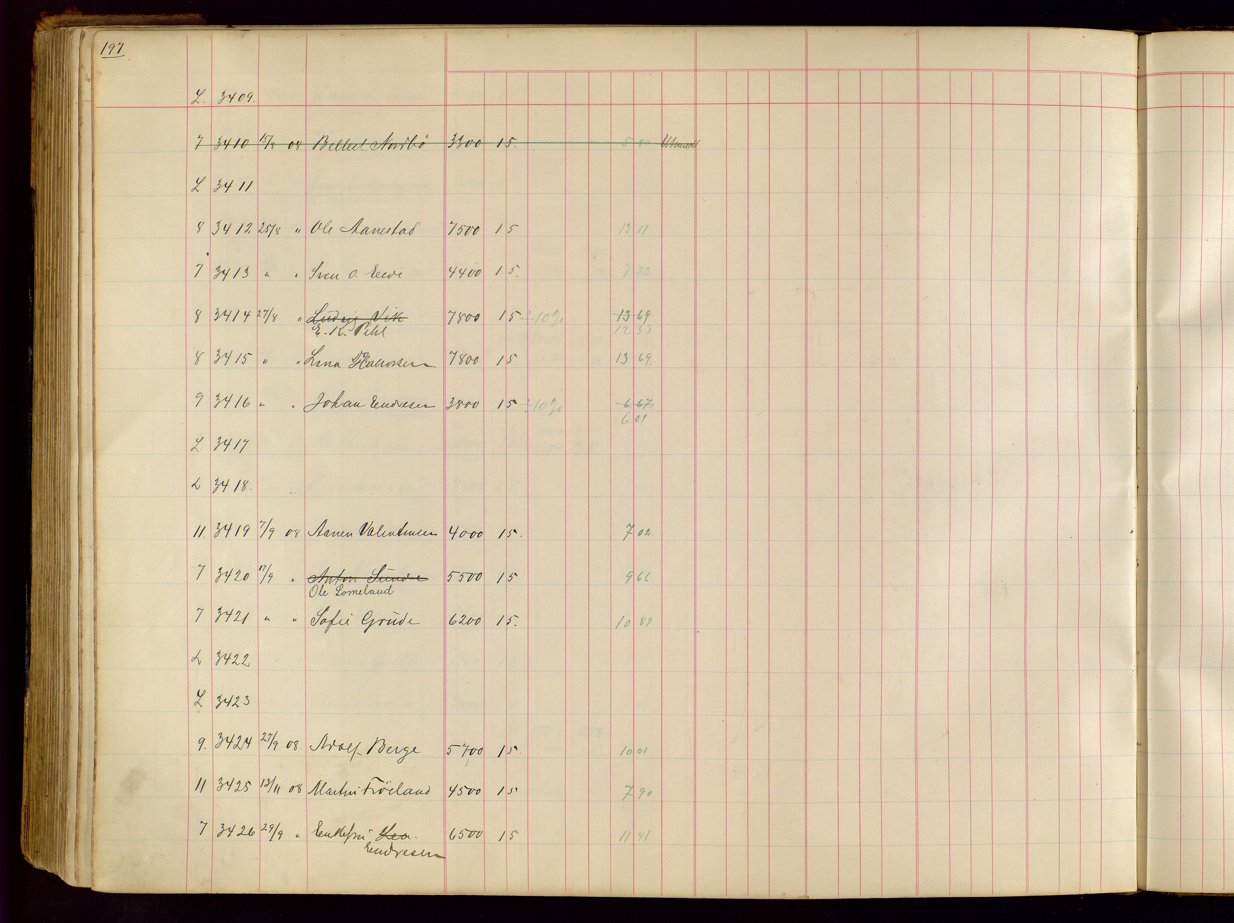 Norges Brannkasse Stavanger, AV/SAST-A-102143/F/Fc/L0001: Brannkontingentprotokoll, 1903-1912, p. 197