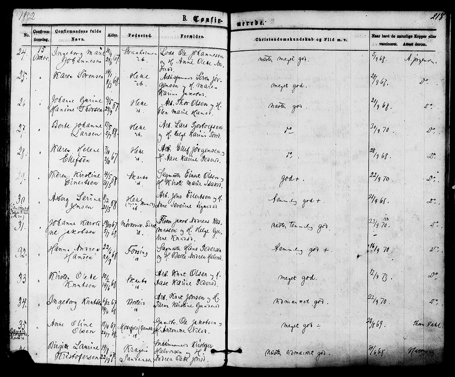 Skåtøy kirkebøker, SAKO/A-304/F/Fa/L0001: Parish register (official) no. I 1, 1874-1883, p. 218