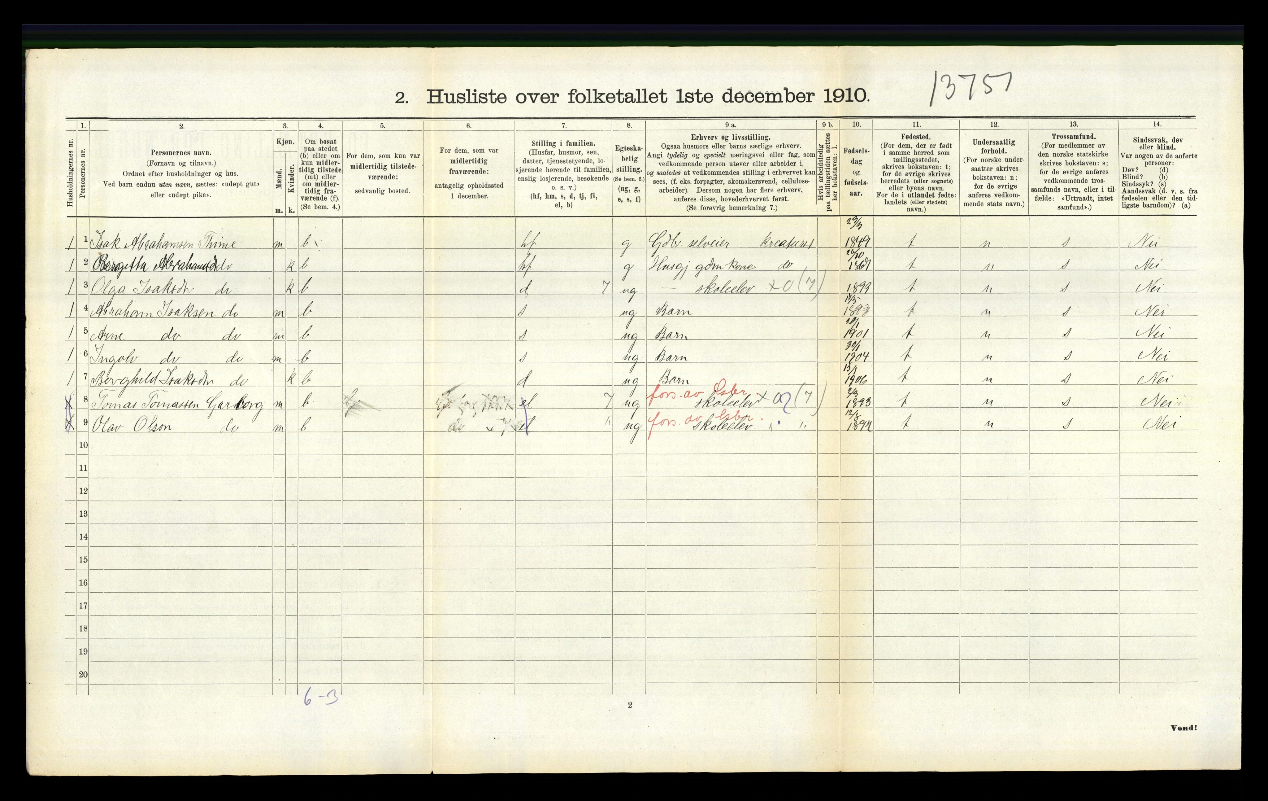 RA, 1910 census for Time, 1910, p. 622