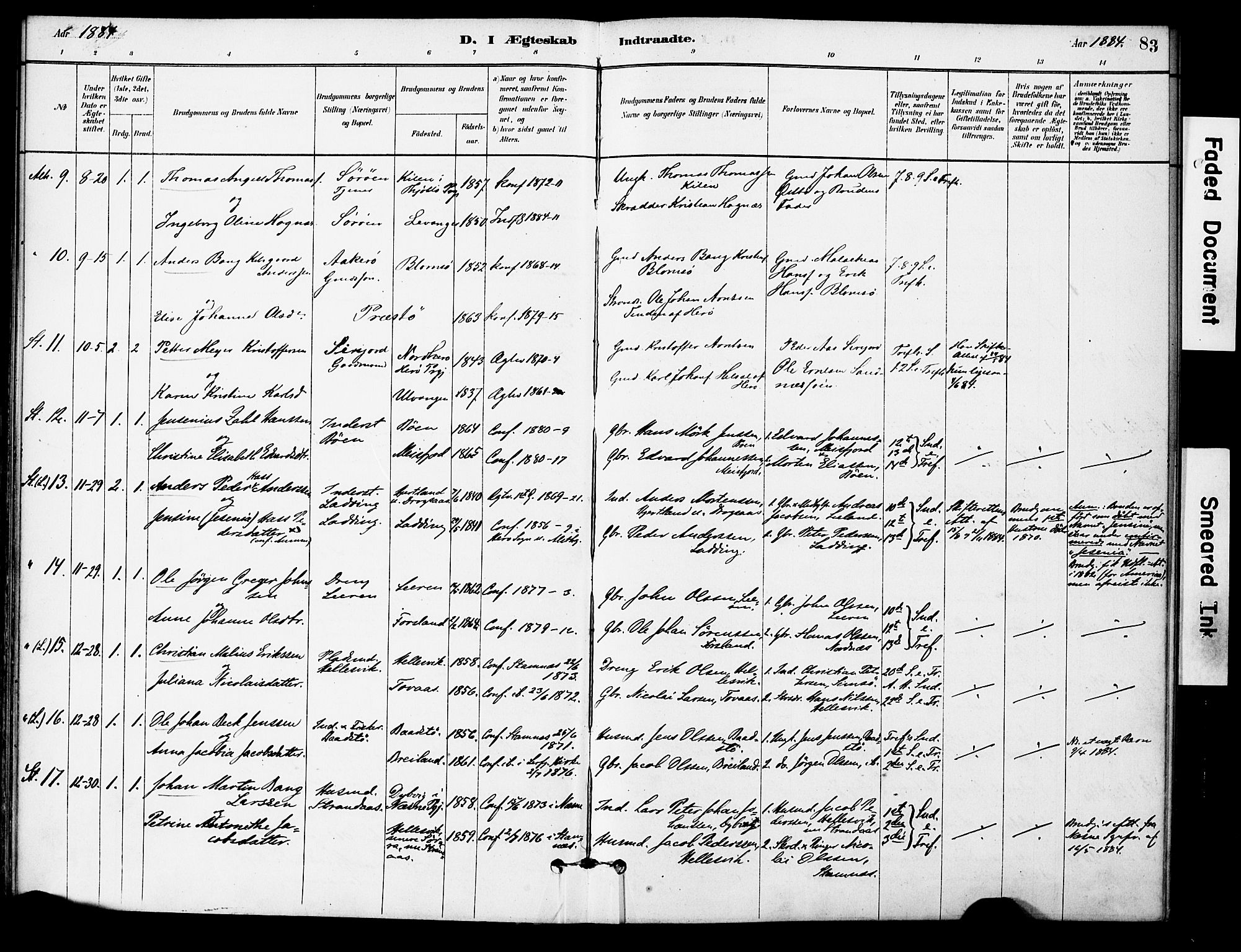 Ministerialprotokoller, klokkerbøker og fødselsregistre - Nordland, AV/SAT-A-1459/830/L0450: Parish register (official) no. 830A14, 1879-1896, p. 83