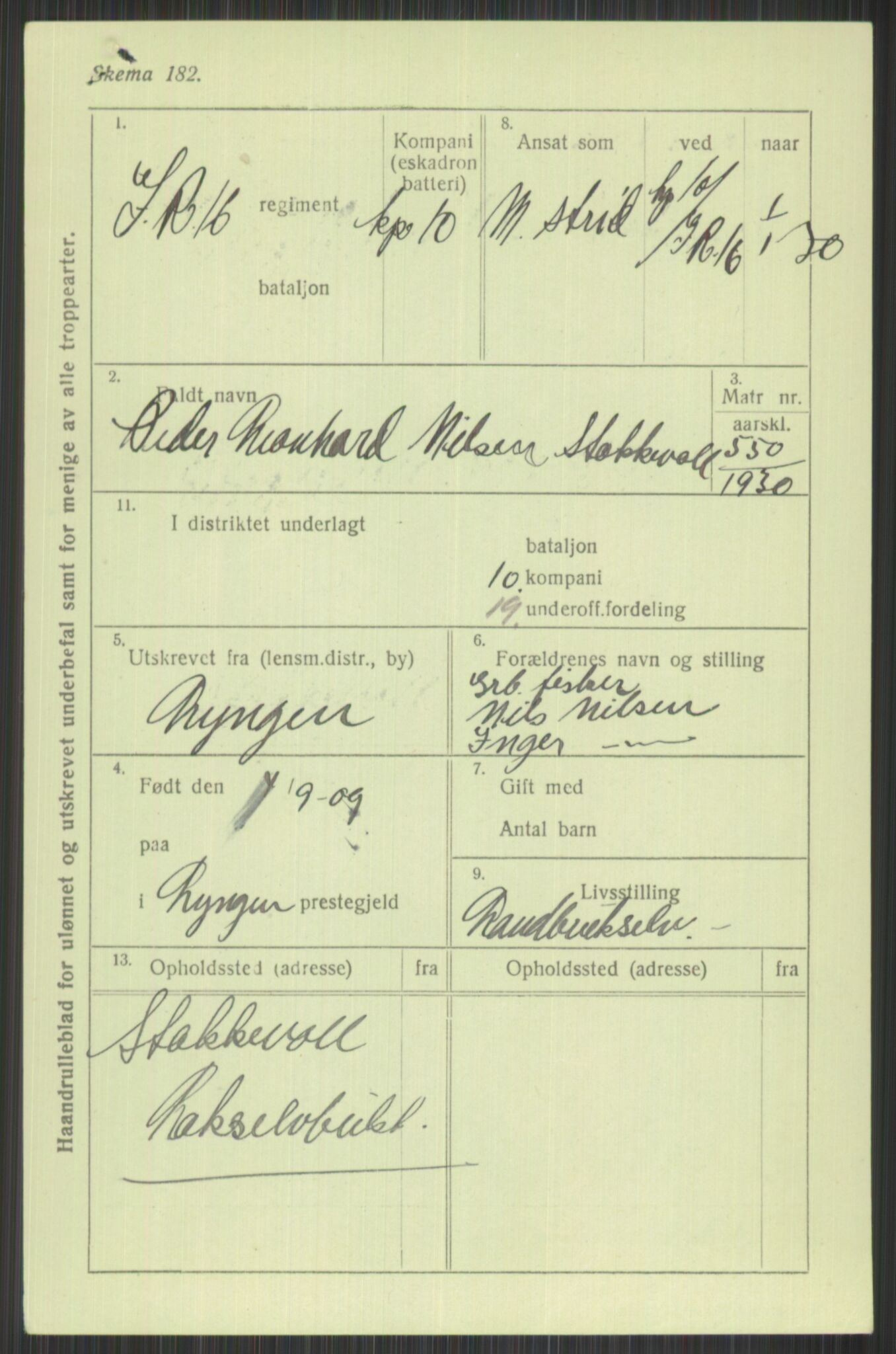 Forsvaret, Troms infanteriregiment nr. 16, AV/RA-RAFA-3146/P/Pa/L0014: Rulleblad for regimentets menige mannskaper, årsklasse 1930, 1930, p. 965