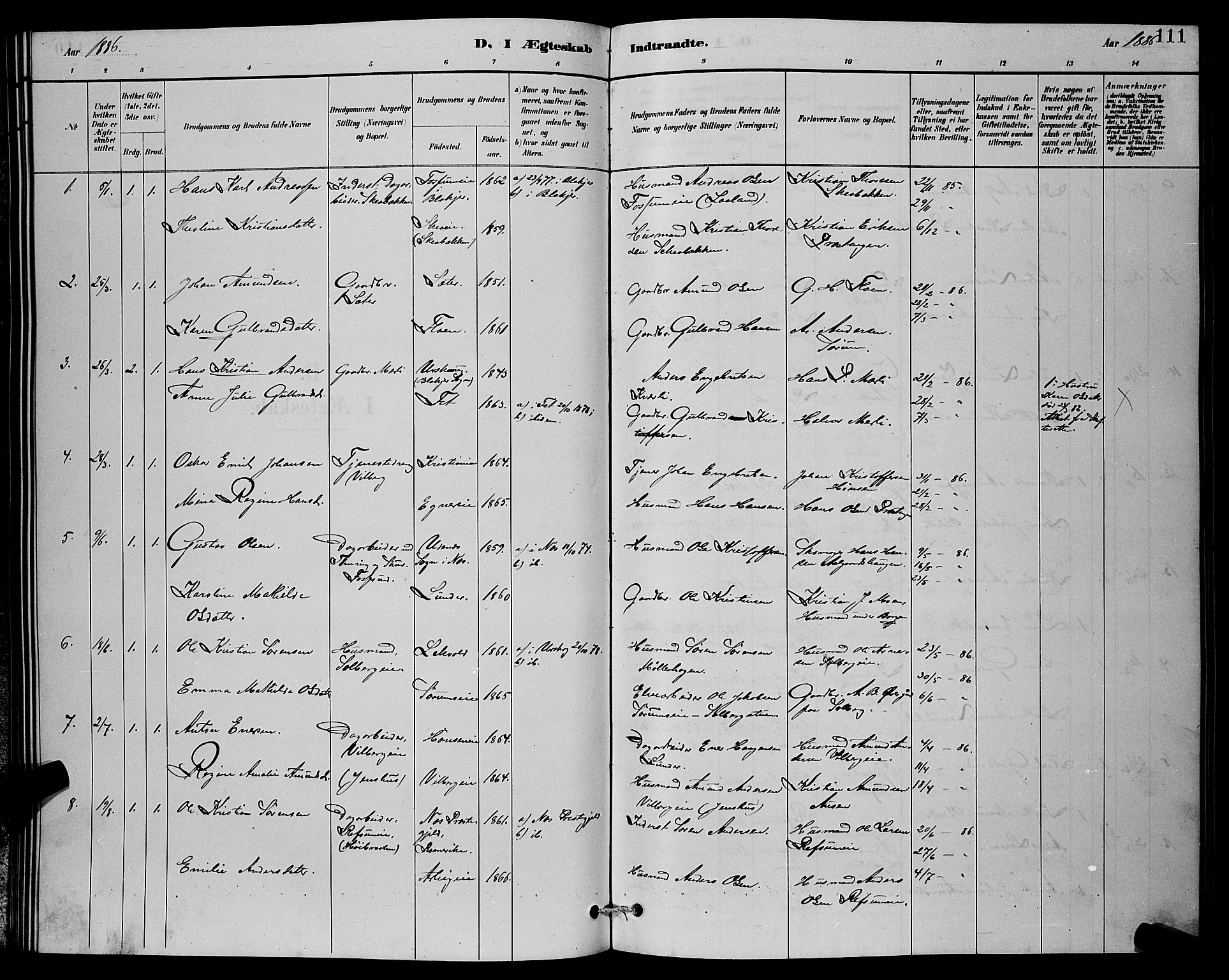 Sørum prestekontor Kirkebøker, SAO/A-10303/G/Ga/L0005: Parish register (copy) no. I 5.1, 1886-1894, p. 111