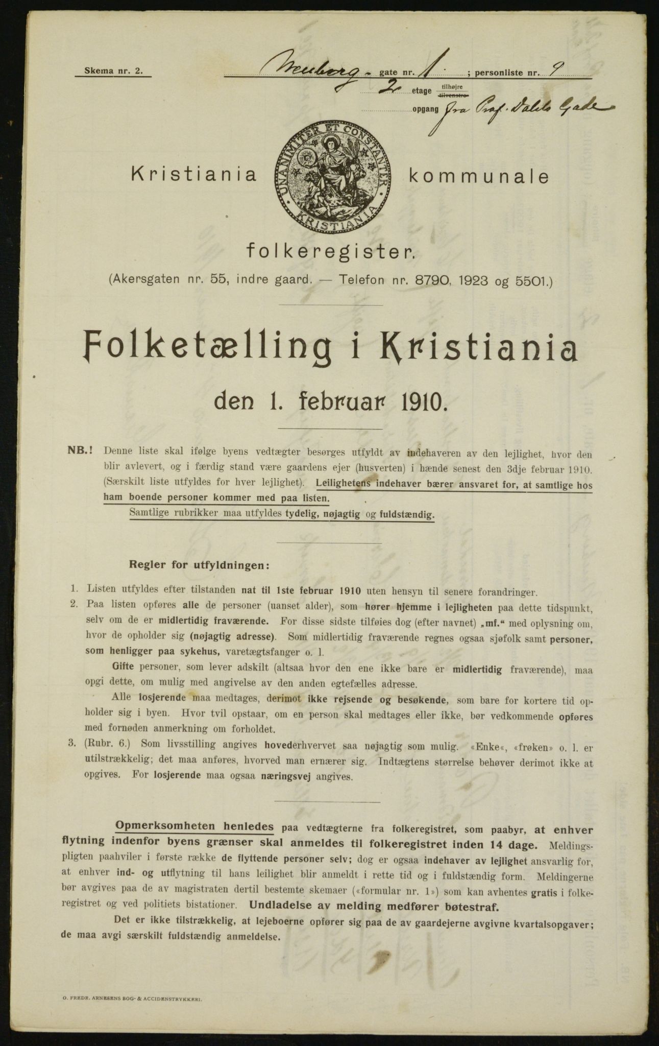 OBA, Municipal Census 1910 for Kristiania, 1910, p. 67343