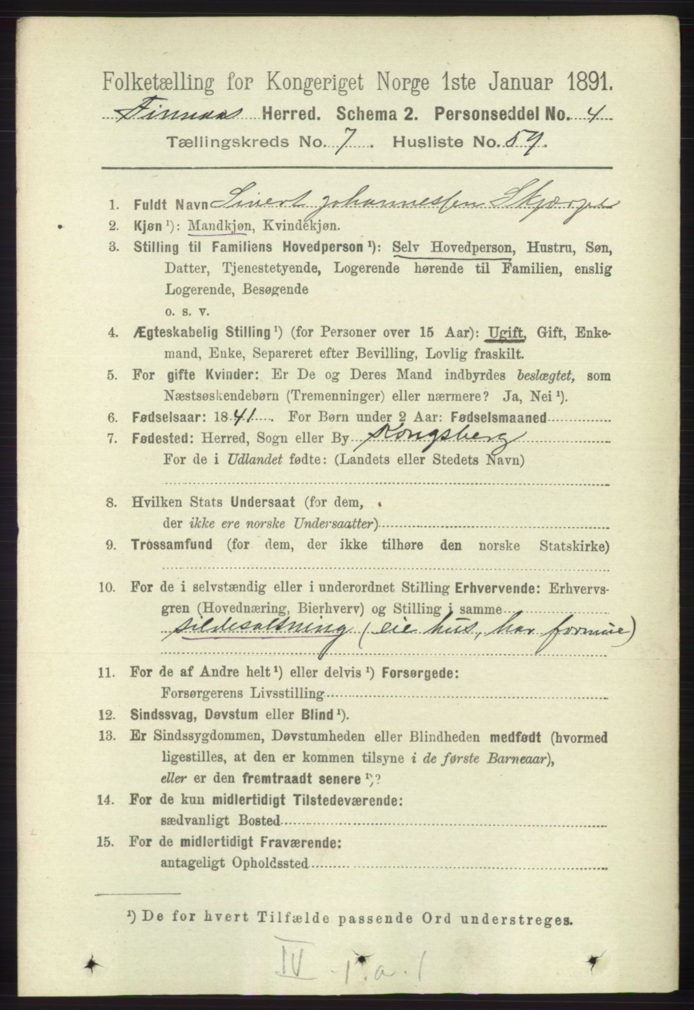 RA, 1891 census for 1218 Finnås, 1891, p. 3021