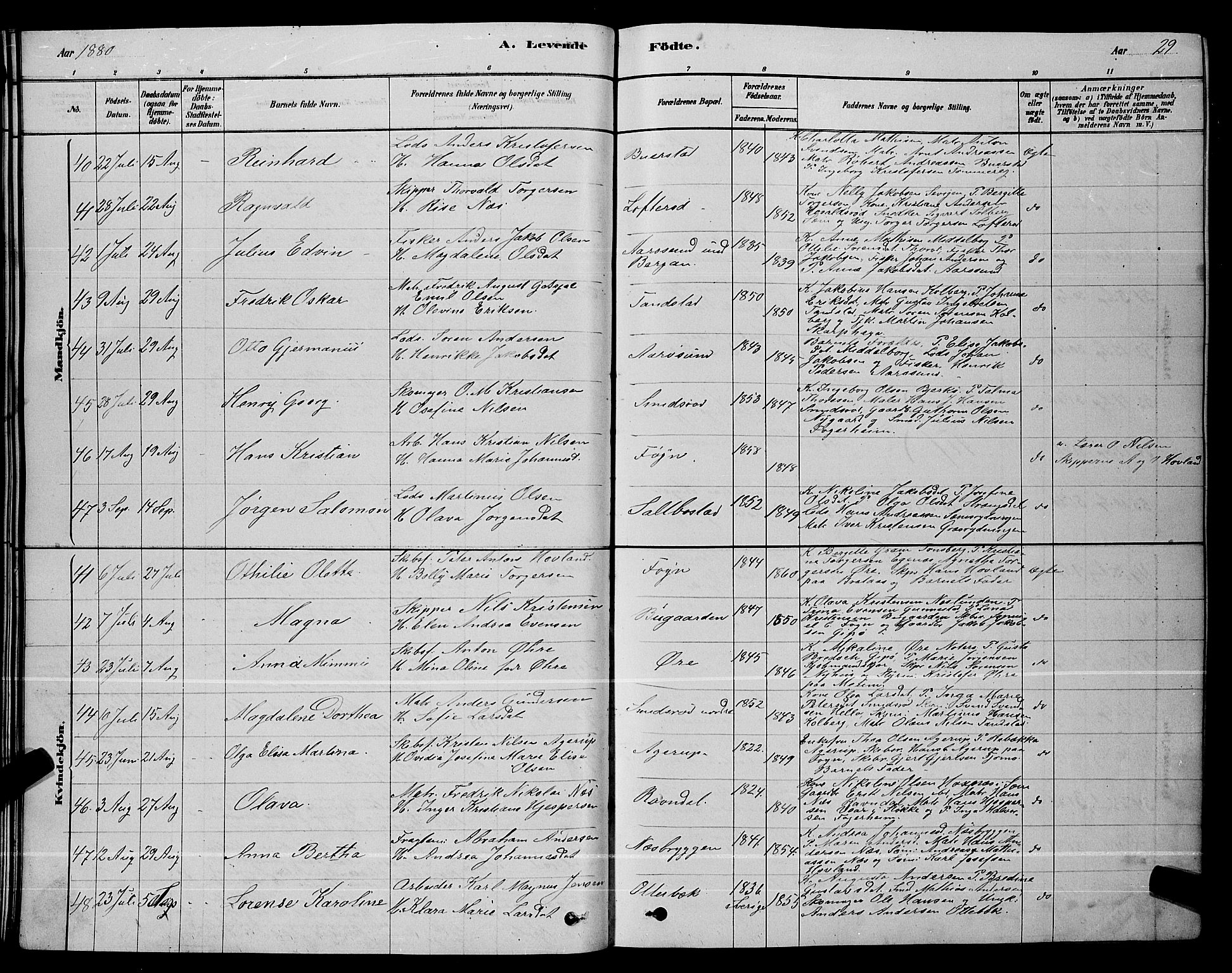 Nøtterøy kirkebøker, AV/SAKO-A-354/G/Ga/L0003: Parish register (copy) no. I 3, 1878-1893, p. 29