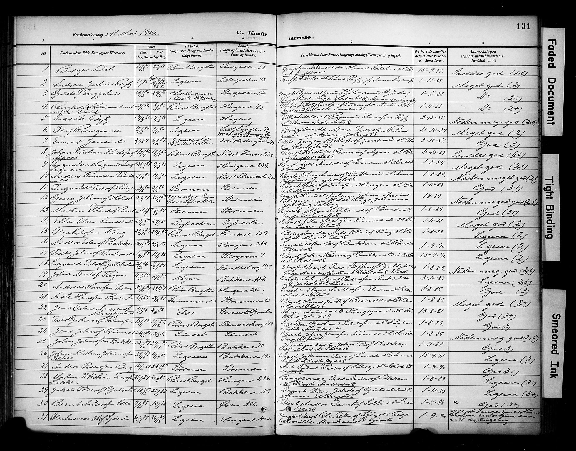 Ministerialprotokoller, klokkerbøker og fødselsregistre - Sør-Trøndelag, SAT/A-1456/681/L0936: Parish register (official) no. 681A14, 1899-1908, p. 131