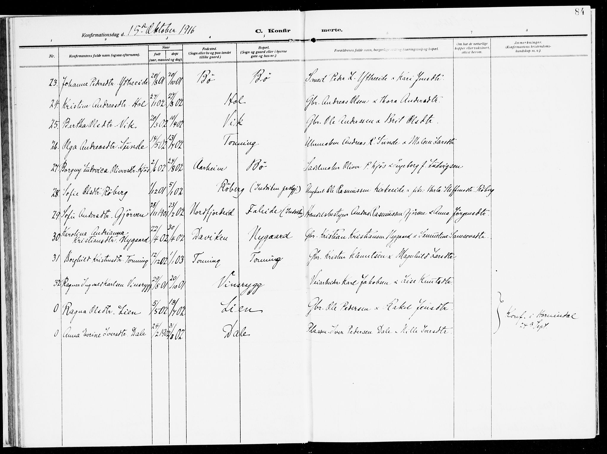 Stryn Sokneprestembete, AV/SAB-A-82501: Parish register (official) no. B 2, 1908-1936, p. 84