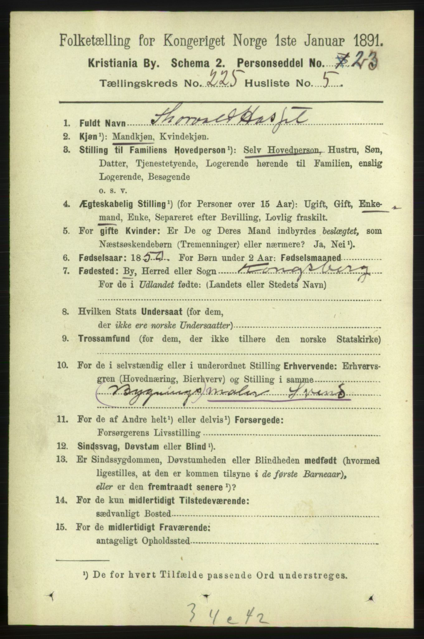 RA, 1891 census for 0301 Kristiania, 1891, p. 136494