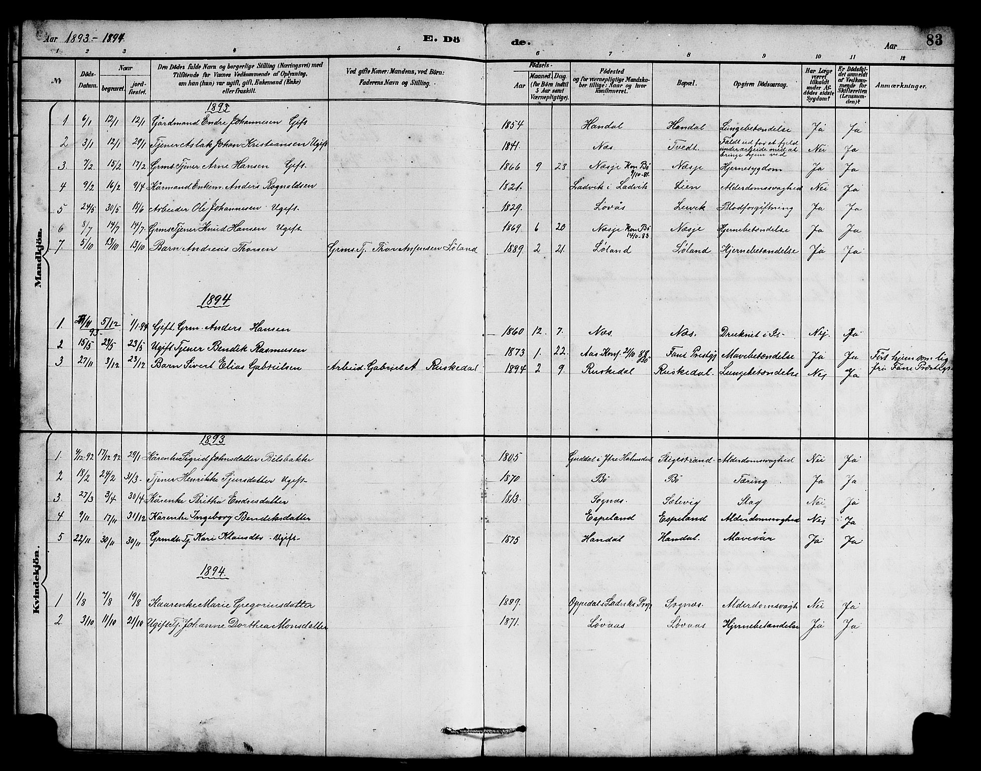 Hyllestad sokneprestembete, SAB/A-80401: Parish register (copy) no. B 2, 1889-1915, p. 83