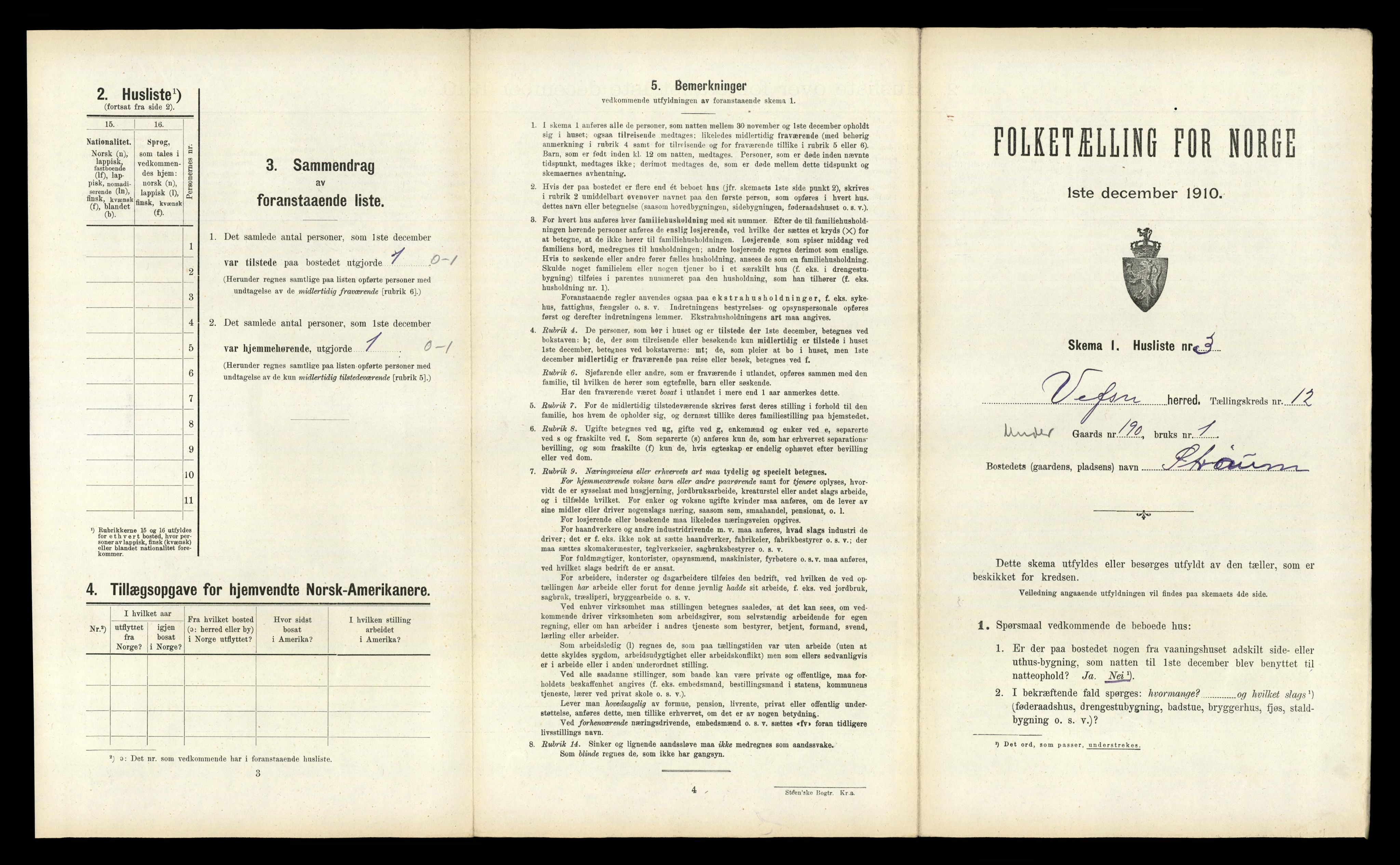 RA, 1910 census for Vefsn, 1910, p. 1312