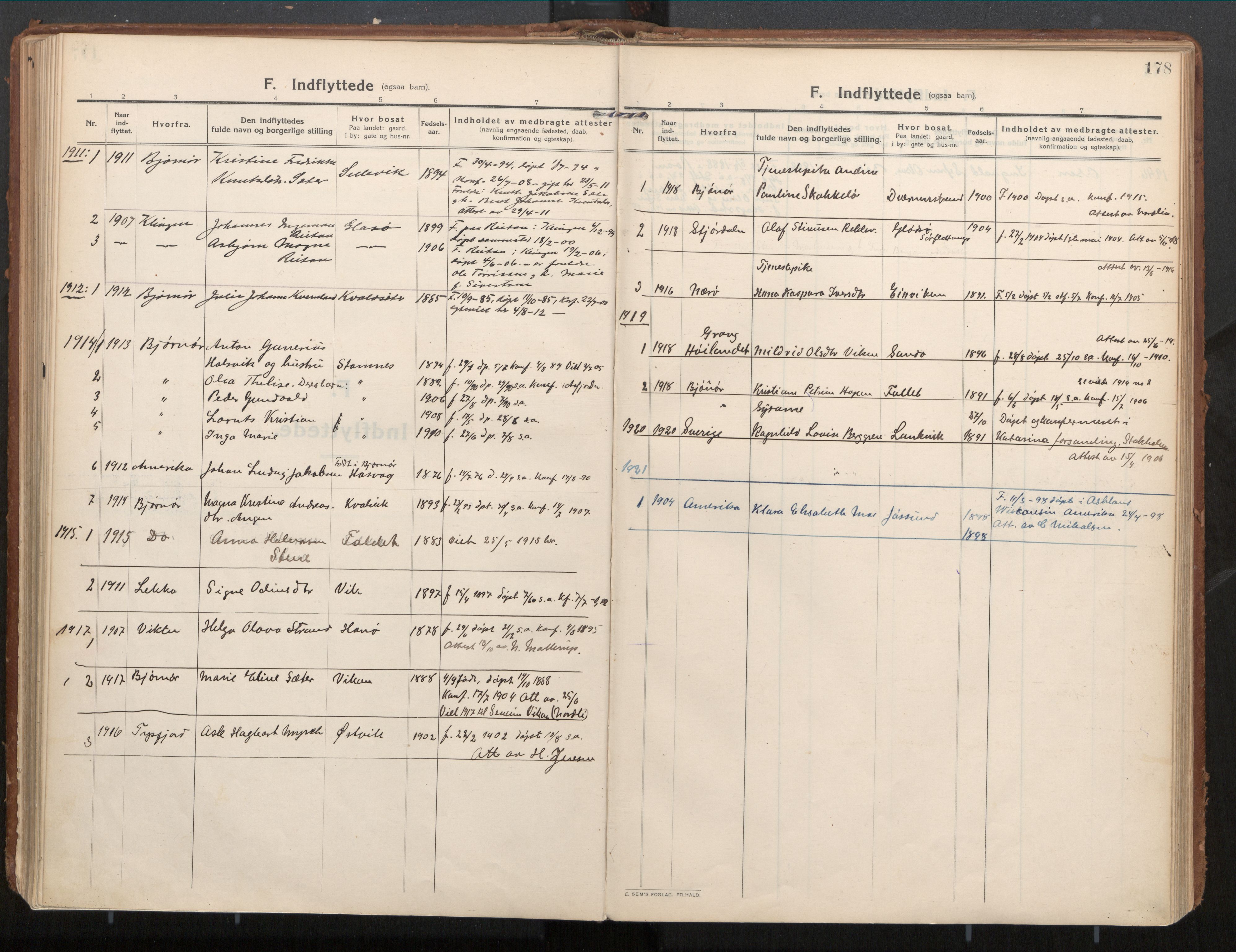 Ministerialprotokoller, klokkerbøker og fødselsregistre - Nord-Trøndelag, AV/SAT-A-1458/771/L0598: Parish register (official) no. 771A05, 1911-1937, p. 178