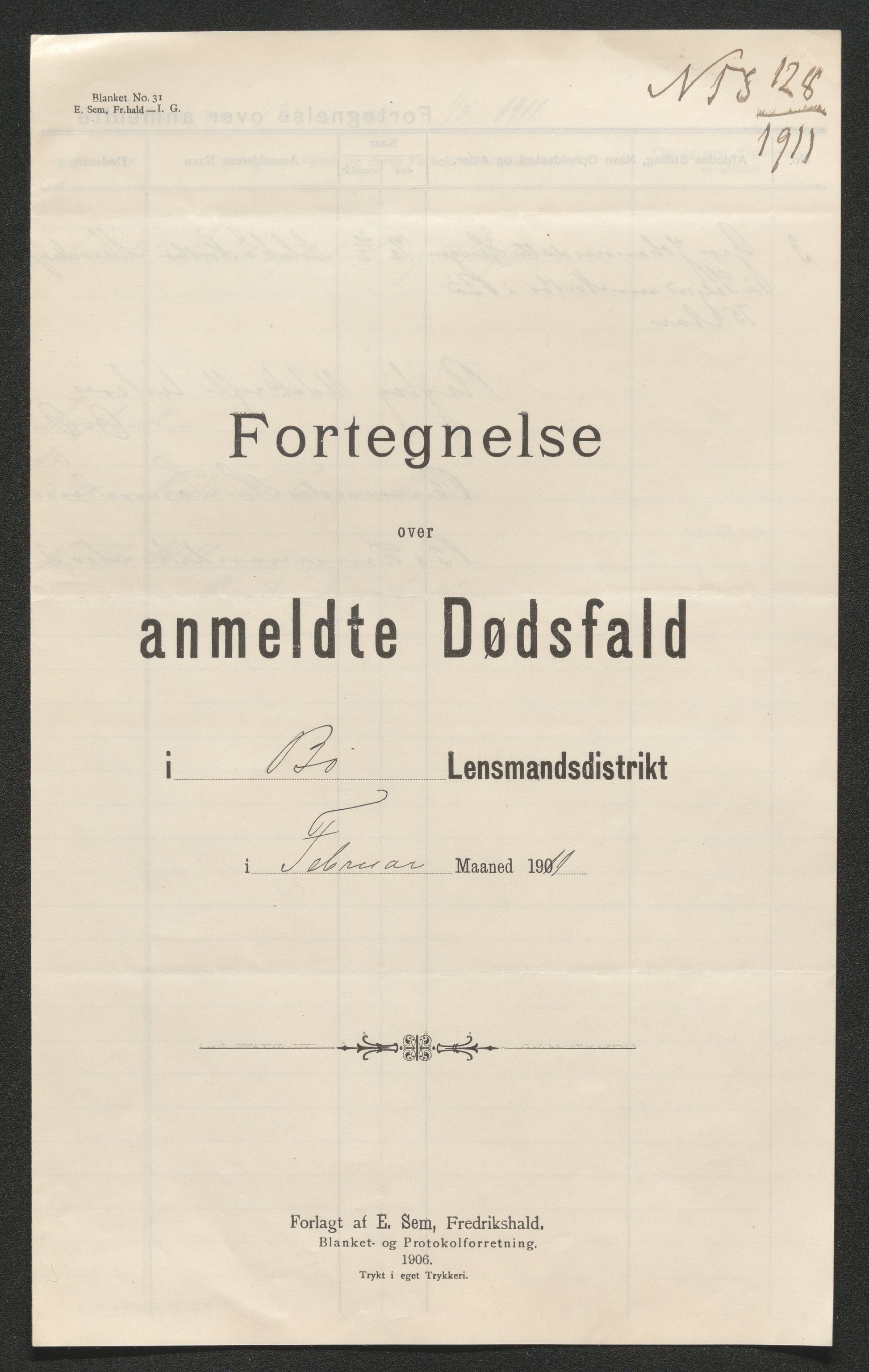 Nedre Telemark sorenskriveri, AV/SAKO-A-135/H/Ha/Hab/L0005: Dødsfallsfortegnelser
, 1911-1916, p. 7