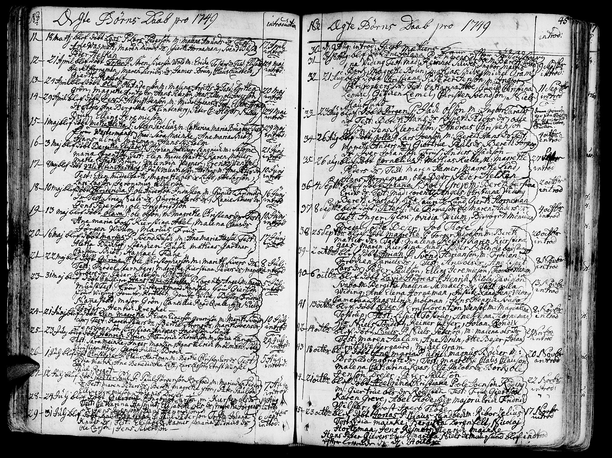 Ministerialprotokoller, klokkerbøker og fødselsregistre - Sør-Trøndelag, SAT/A-1456/602/L0103: Parish register (official) no. 602A01, 1732-1774, p. 45