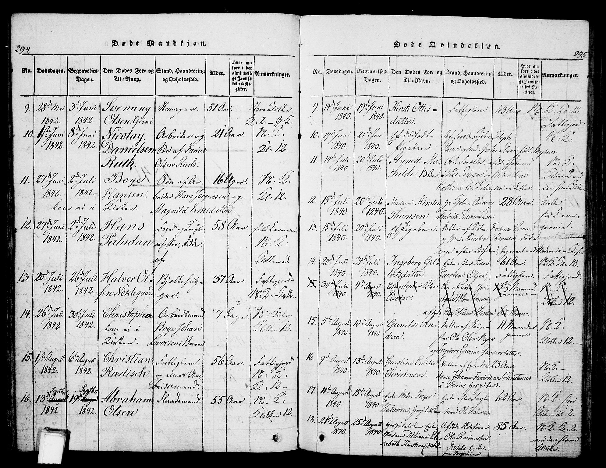 Skien kirkebøker, AV/SAKO-A-302/G/Ga/L0002: Parish register (copy) no. 2, 1814-1842, p. 294-295