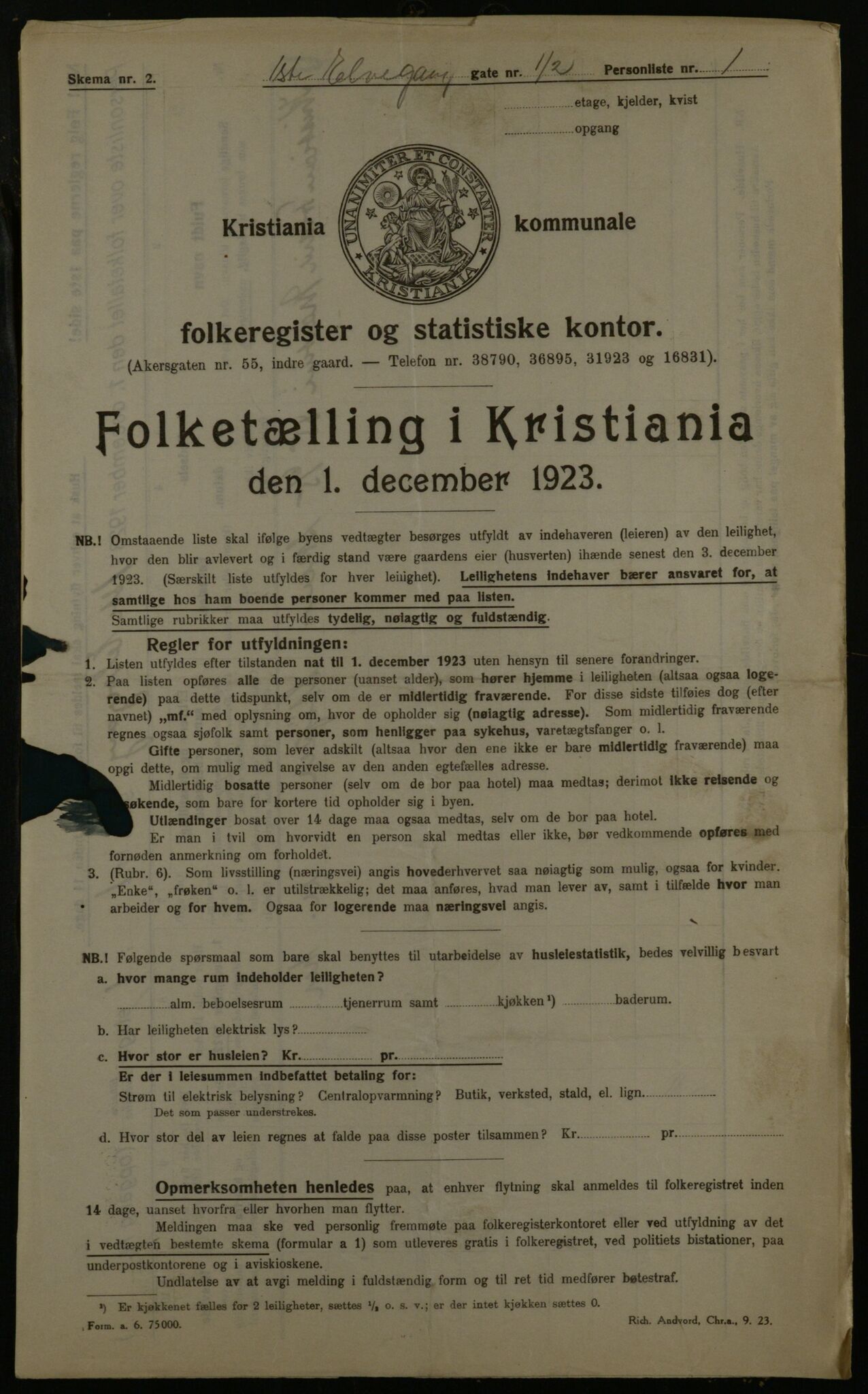 OBA, Municipal Census 1923 for Kristiania, 1923, p. 23230