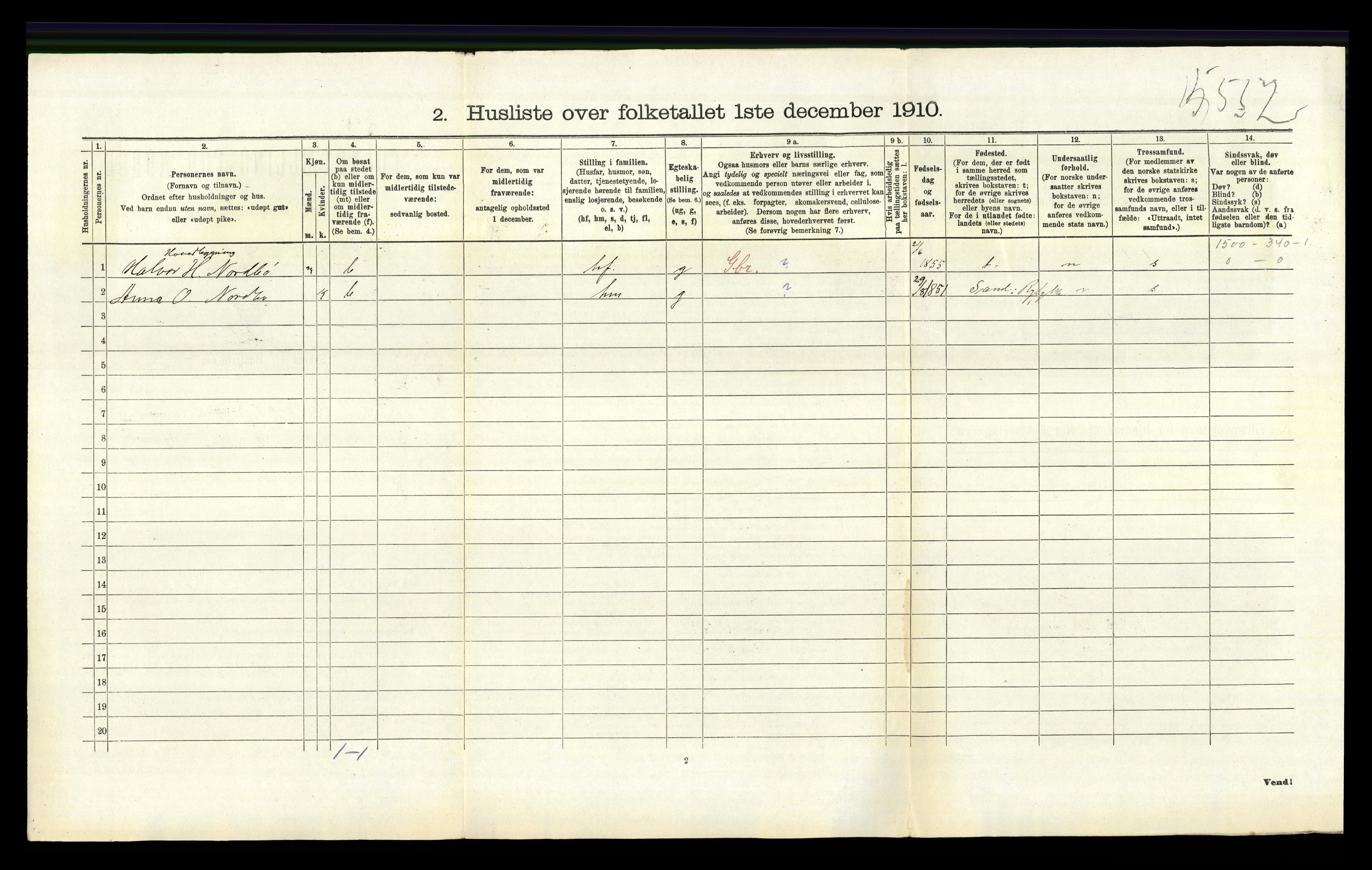 RA, 1910 census for Vikedal, 1910, p. 988