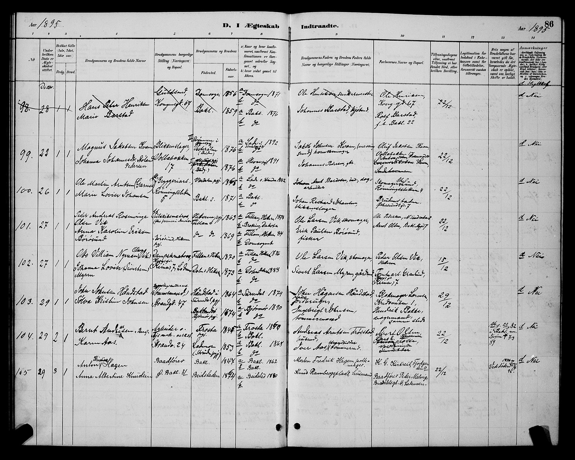 Ministerialprotokoller, klokkerbøker og fødselsregistre - Sør-Trøndelag, SAT/A-1456/604/L0223: Parish register (copy) no. 604C06, 1886-1897, p. 86