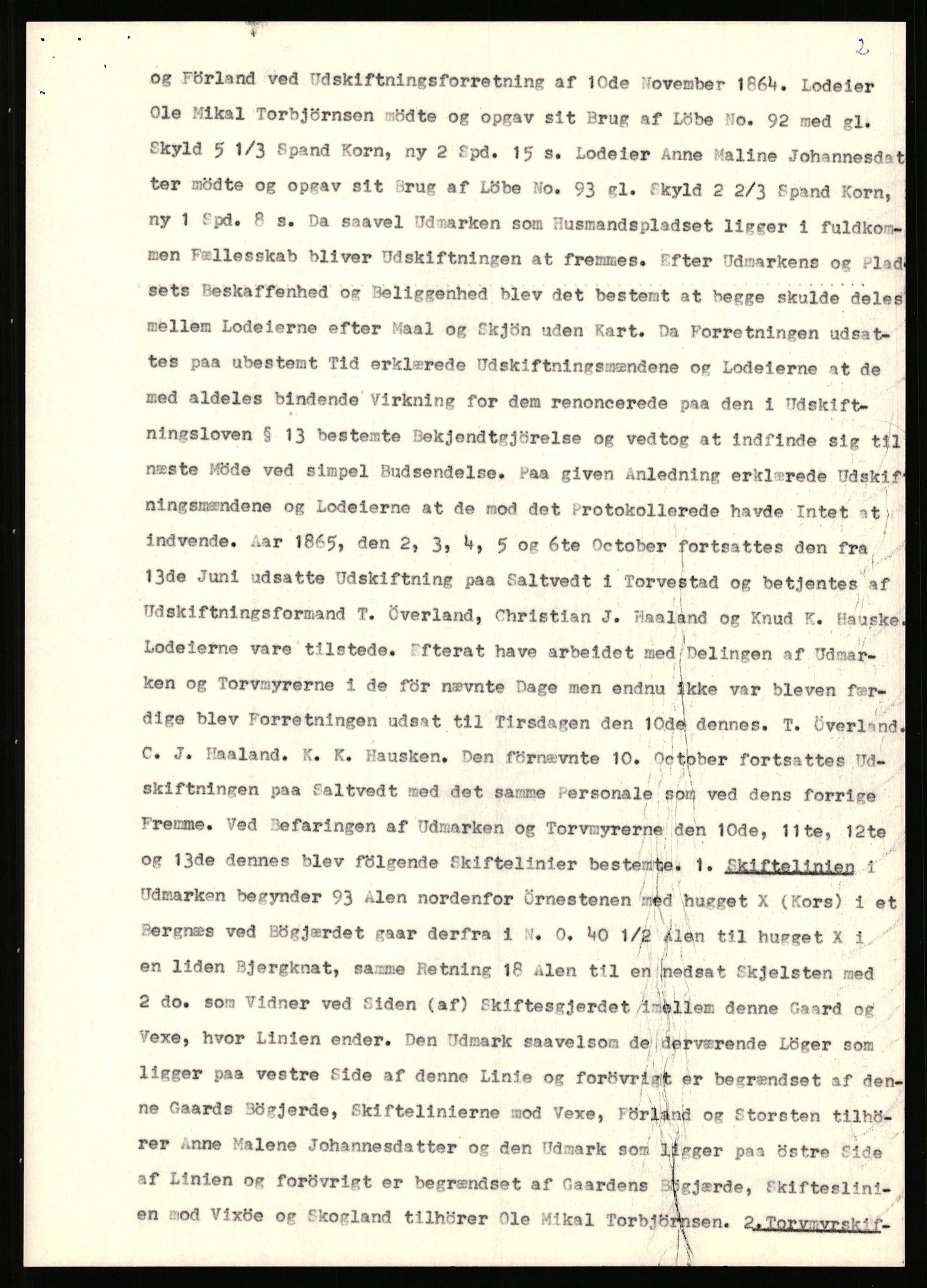 Statsarkivet i Stavanger, SAST/A-101971/03/Y/Yj/L0072: Avskrifter sortert etter gårdsnavn: Sagbakken - Sandstøl indre, 1750-1930, p. 285