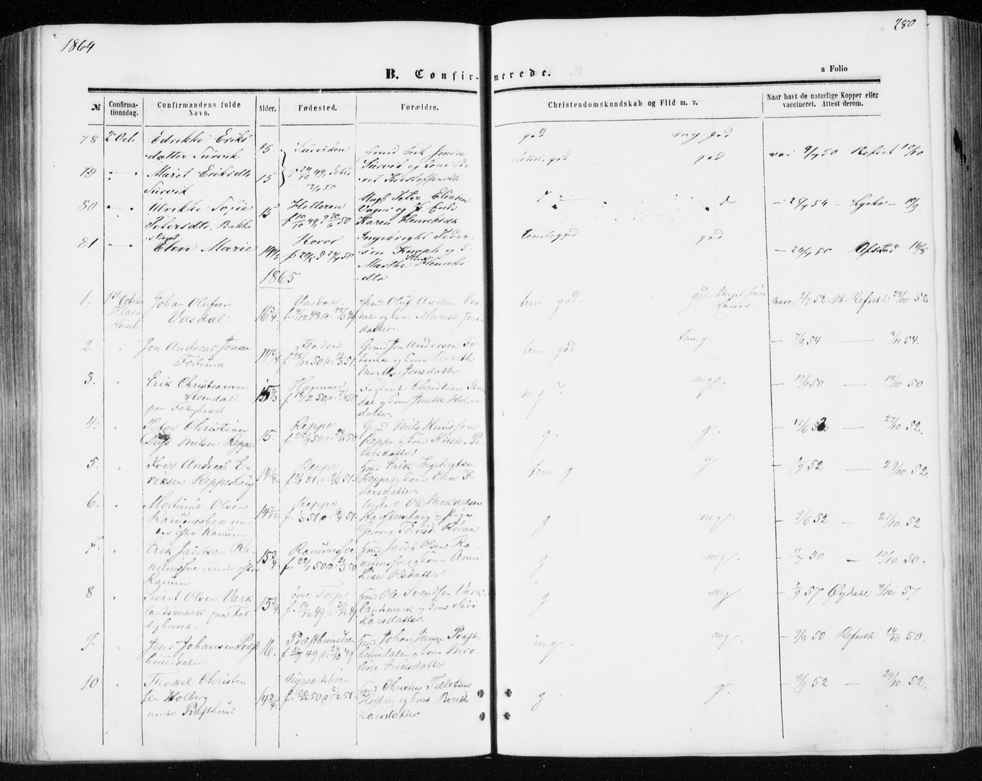 Ministerialprotokoller, klokkerbøker og fødselsregistre - Sør-Trøndelag, SAT/A-1456/606/L0292: Parish register (official) no. 606A07, 1856-1865, p. 280