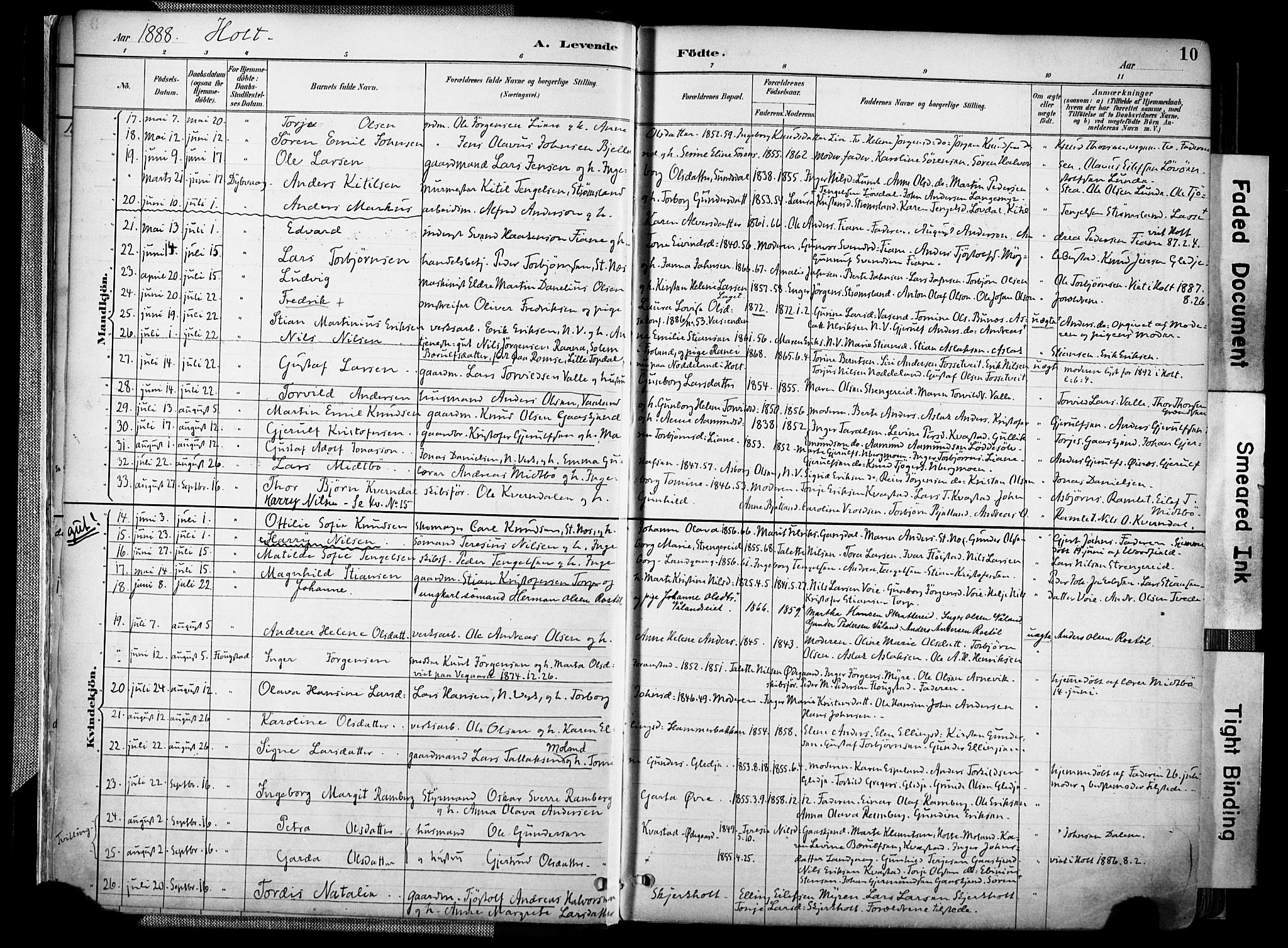 Holt sokneprestkontor, AV/SAK-1111-0021/F/Fa/L0012: Parish register (official) no. A 12, 1885-1907, p. 10