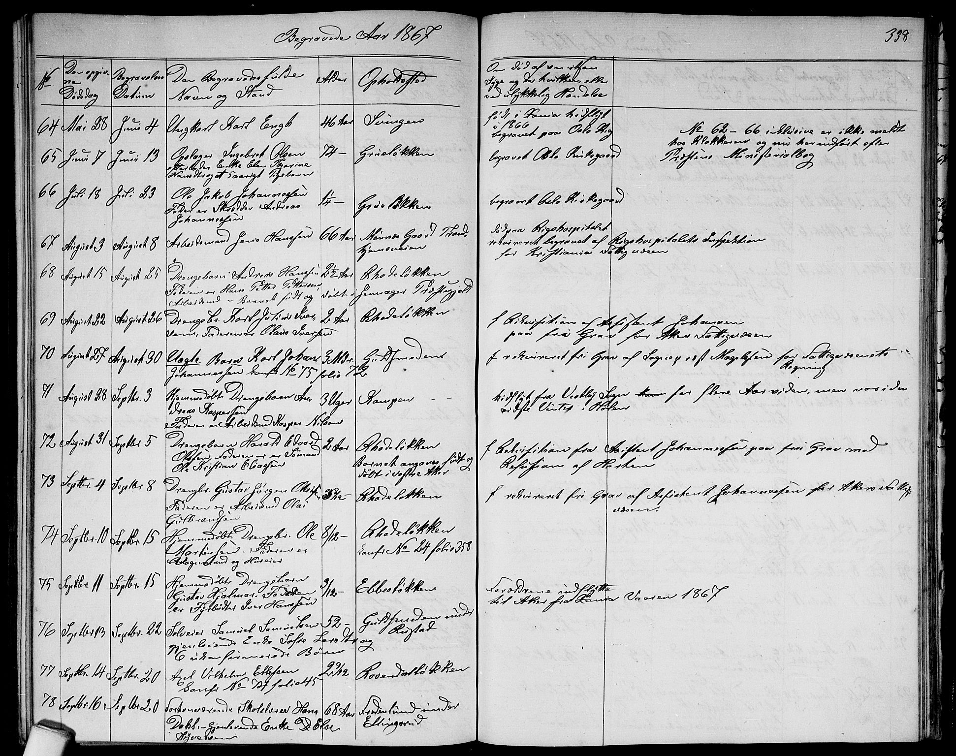 Østre Aker prestekontor Kirkebøker, AV/SAO-A-10840/G/Ga/L0002: Parish register (copy) no. I 2, 1861-1867, p. 338