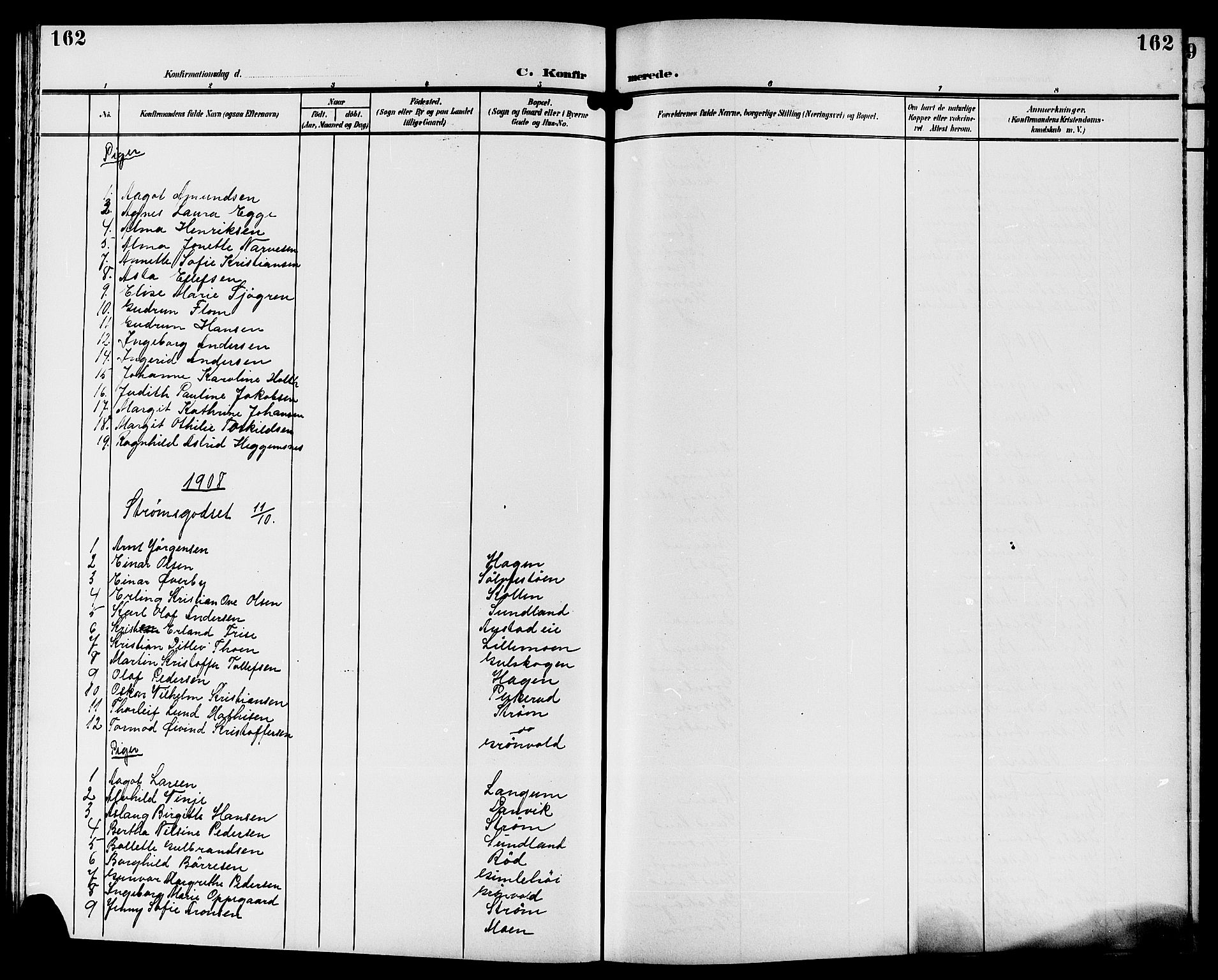 Strømsgodset kirkebøker, AV/SAKO-A-324/G/Ga/L0002: Parish register (copy) no. 2, 1885-1910, p. 162