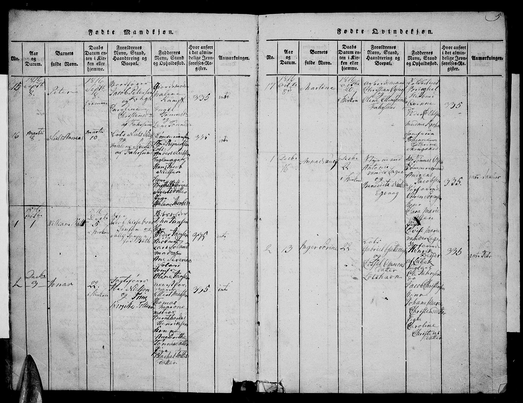 Farsund sokneprestkontor, AV/SAK-1111-0009/F/Fa/L0002: Parish register (official) no. A 2, 1815-1836, p. 5