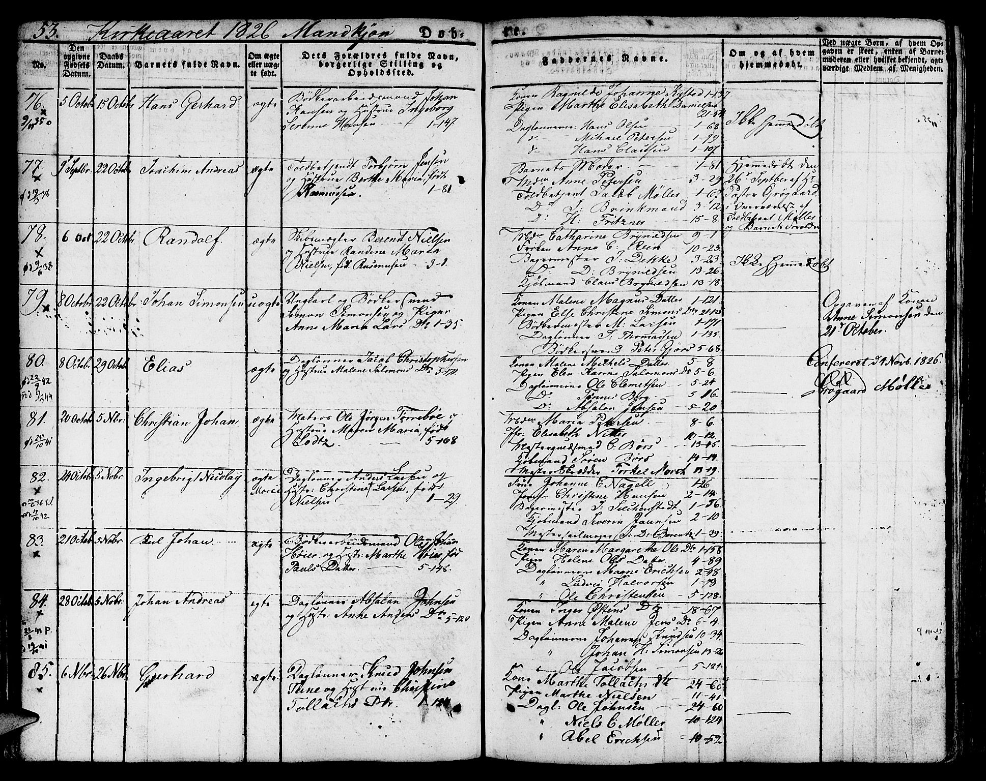Nykirken Sokneprestembete, SAB/A-77101/H/Hab: Parish register (copy) no. A 5I, 1821-1841, p. 53