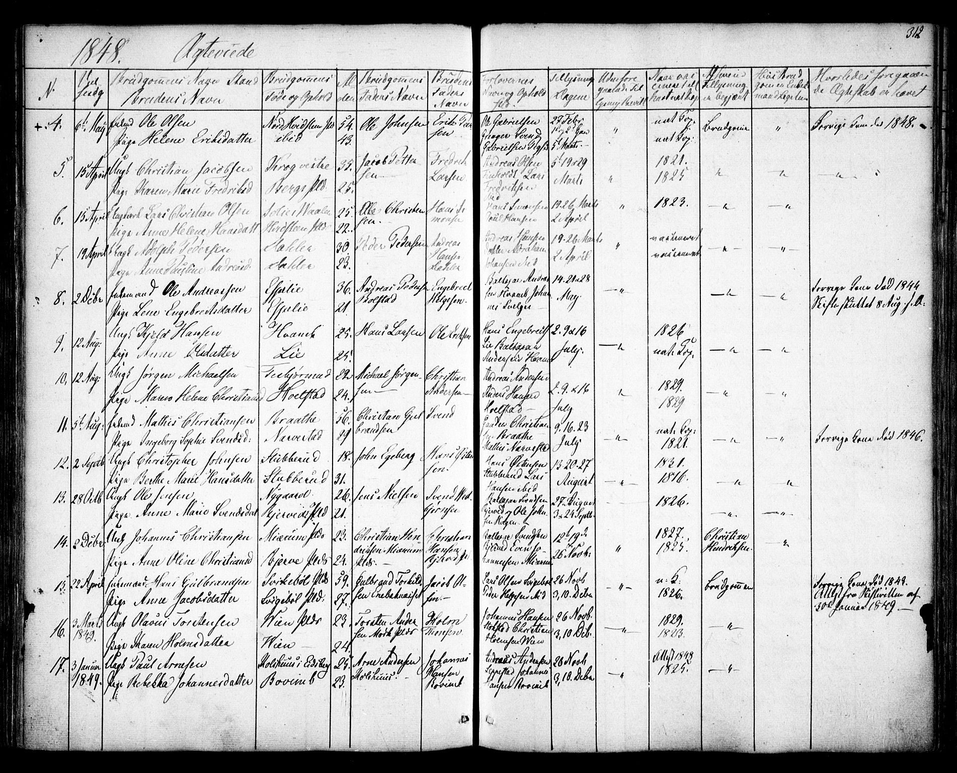 Hobøl prestekontor Kirkebøker, AV/SAO-A-2002/F/Fa/L0003: Parish register (official) no. I 3, 1842-1864, p. 312