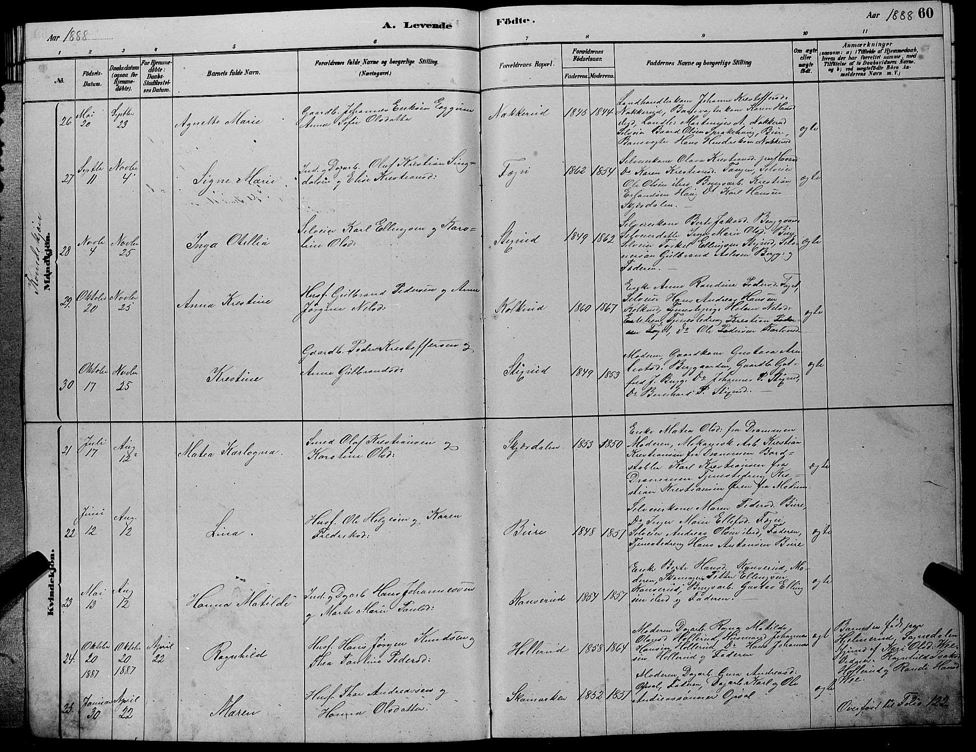 Hole kirkebøker, AV/SAKO-A-228/G/Gb/L0002: Parish register (copy) no. II 2, 1878-1889, p. 60