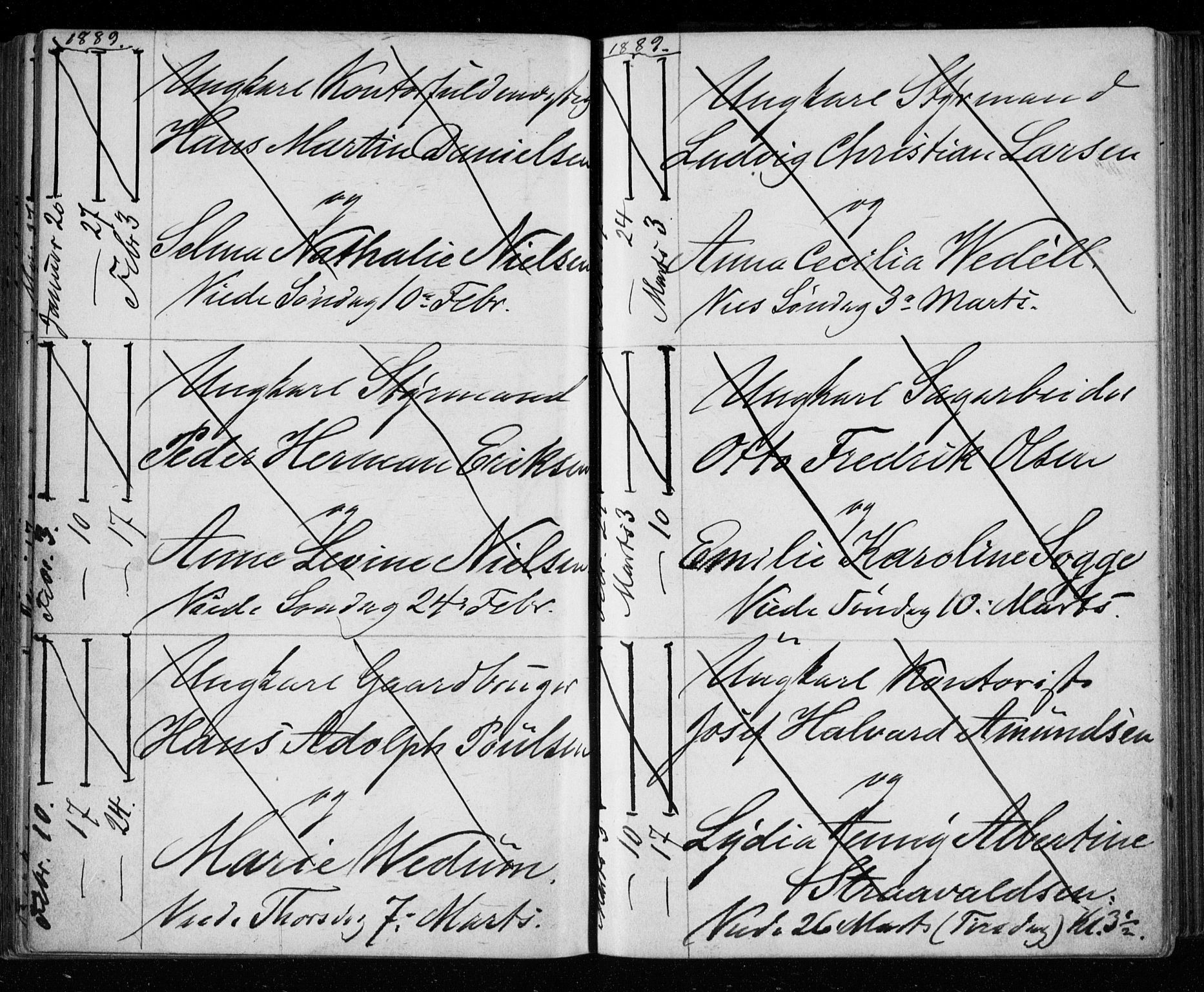 Bragernes kirkebøker, AV/SAKO-A-6/H/Ha/L0006: Banns register no. 6, 1873-1896