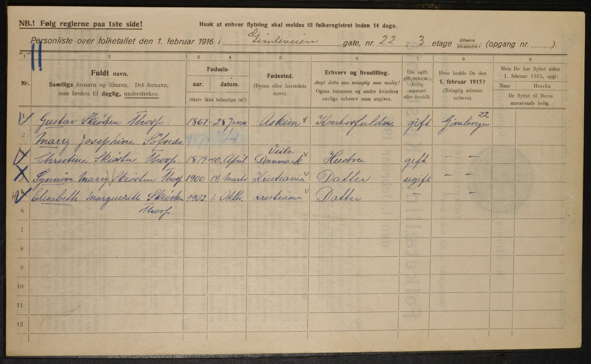 OBA, Municipal Census 1916 for Kristiania, 1916, p. 29863