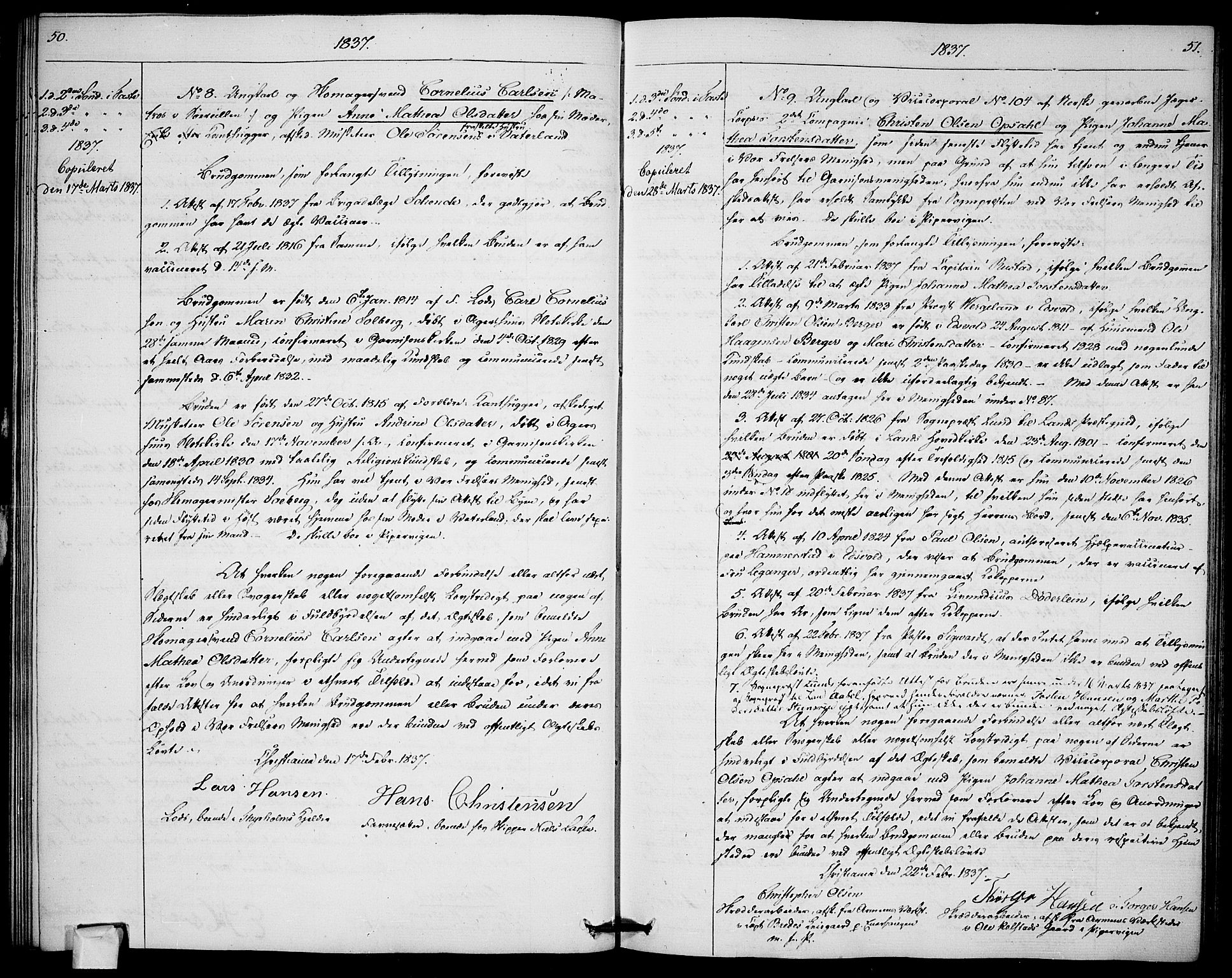 Garnisonsmenigheten Kirkebøker, SAO/A-10846/H/Ha/L0003: Banns register no. I 3, 1835-1840, p. 50-51