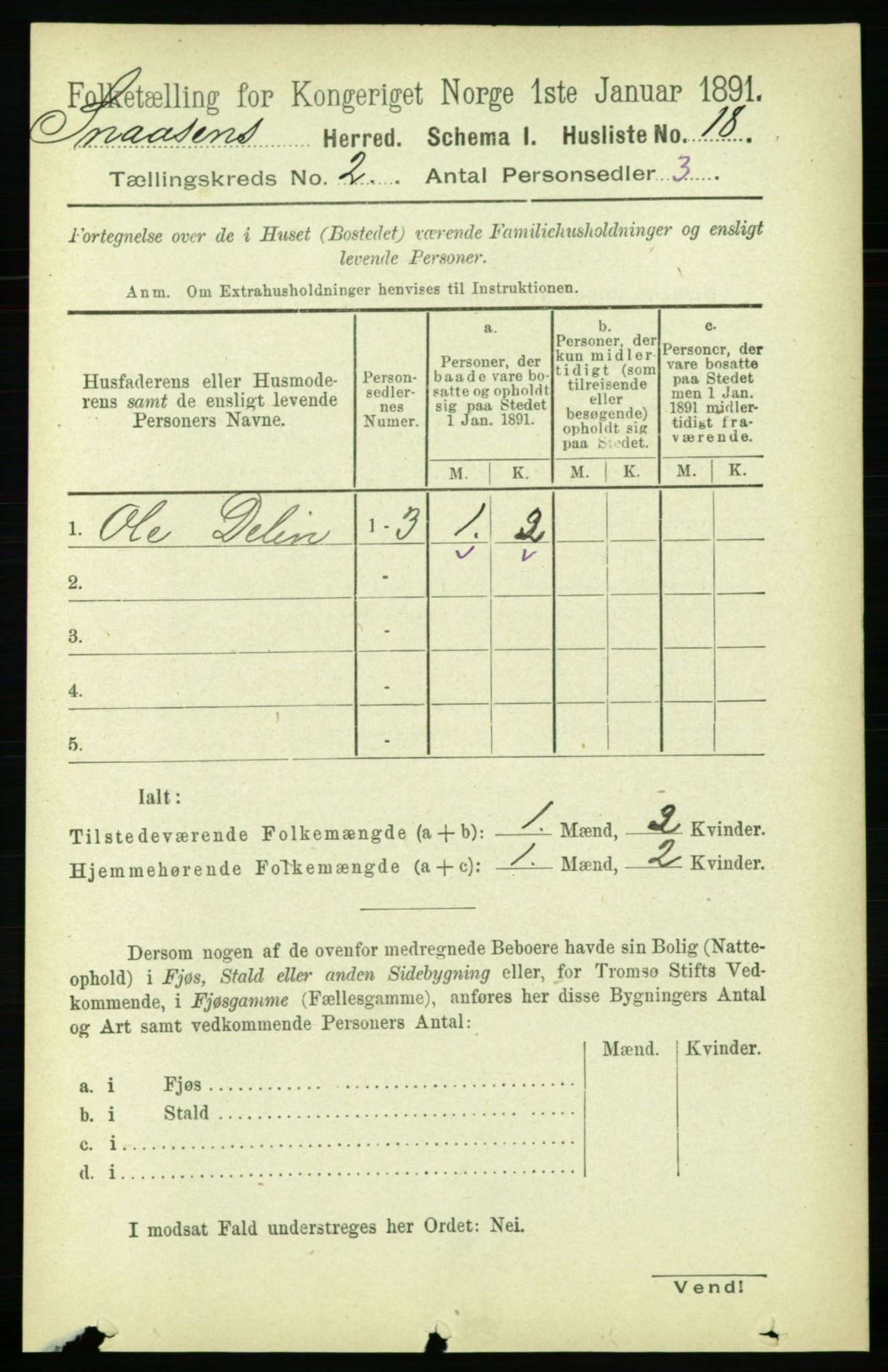 RA, 1891 census for 1736 Snåsa, 1891, p. 453