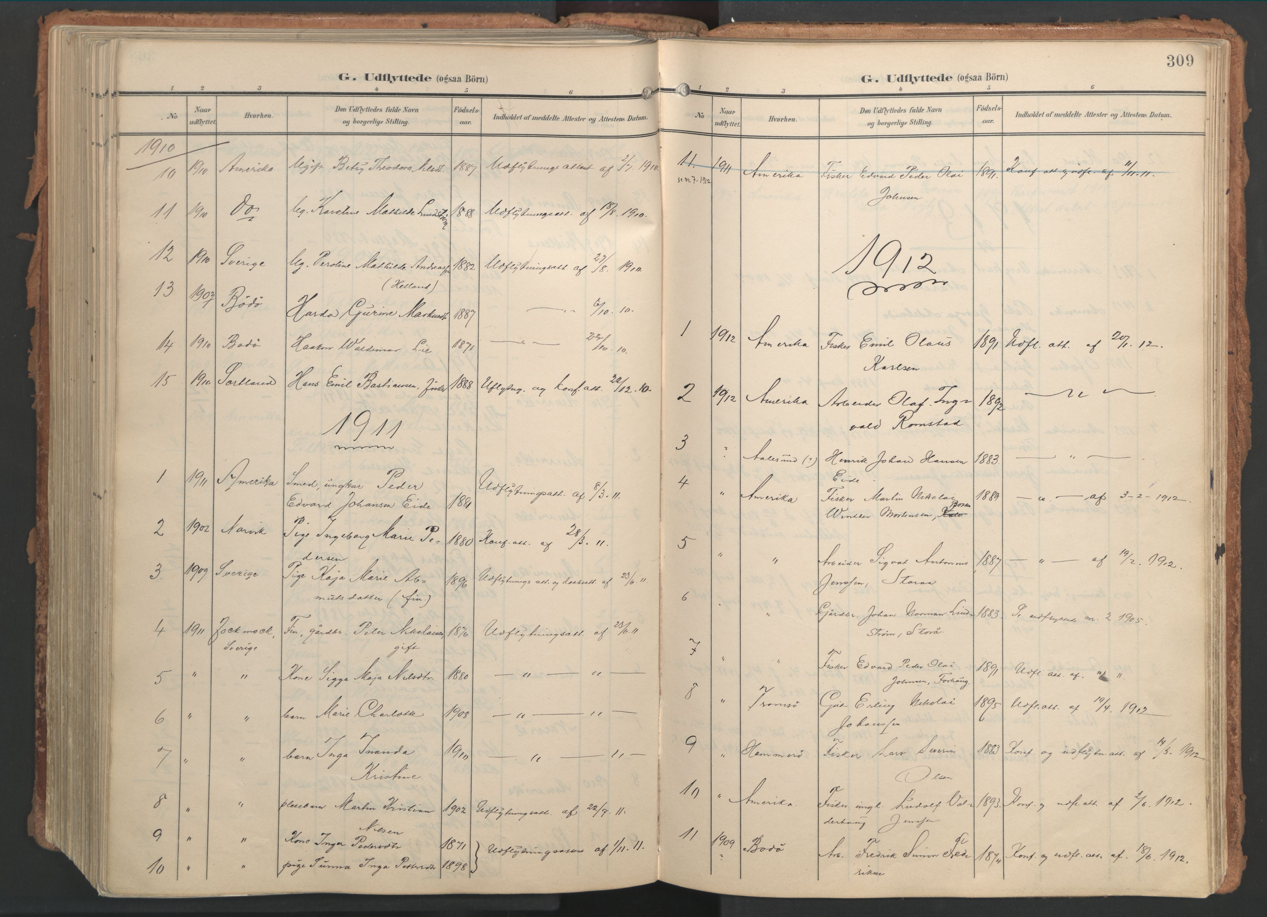 Ministerialprotokoller, klokkerbøker og fødselsregistre - Nordland, AV/SAT-A-1459/861/L0871: Parish register (official) no. 861A06, 1903-1916, p. 309