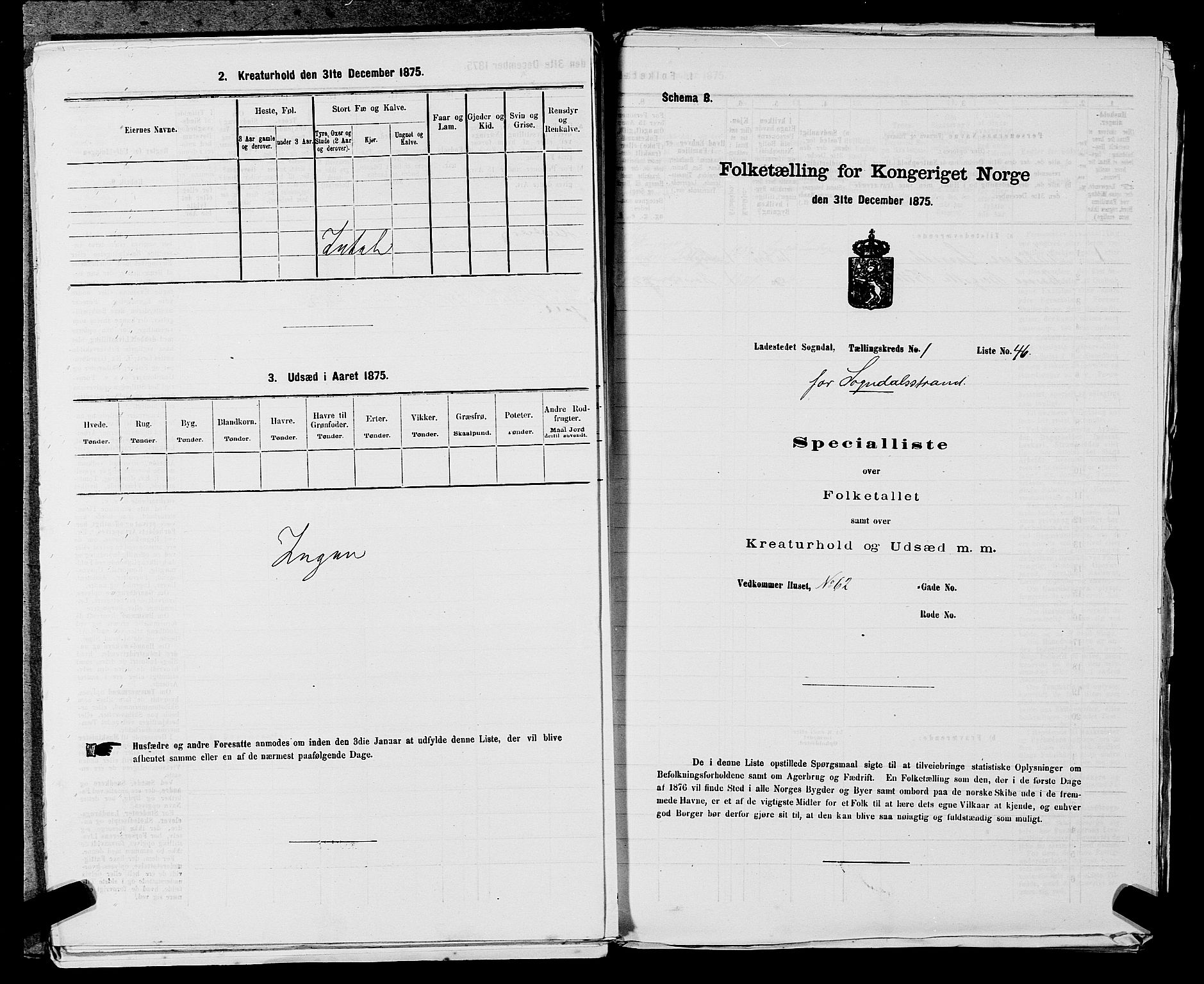 SAST, 1875 census for 1107B Sokndal/Sokndal, 1875, p. 94