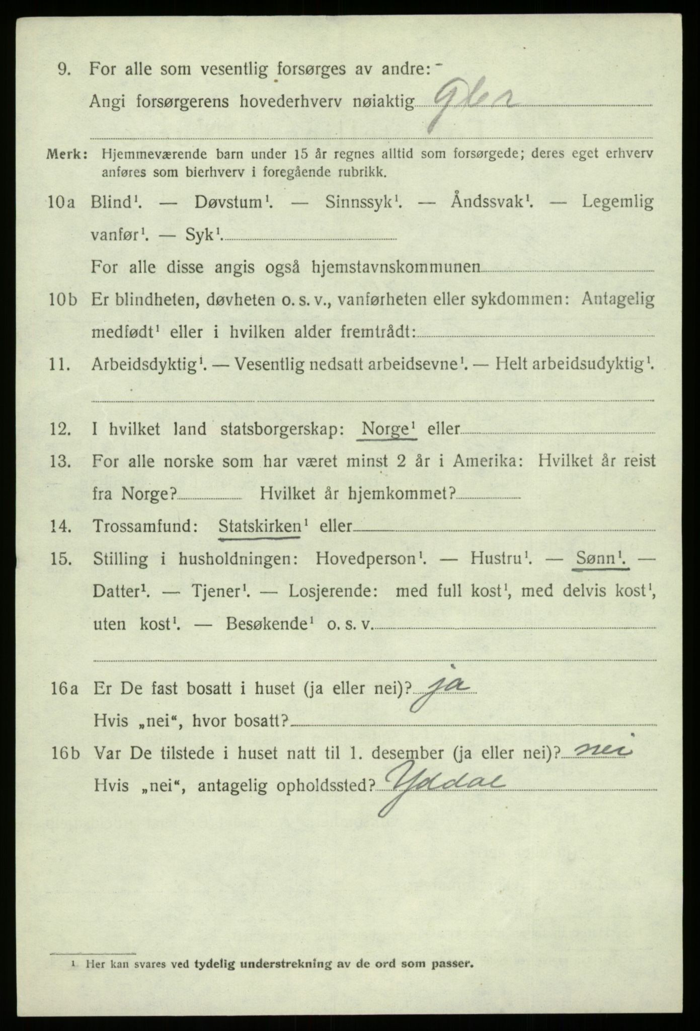 SAB, 1920 census for Strandvik, 1920, p. 3963