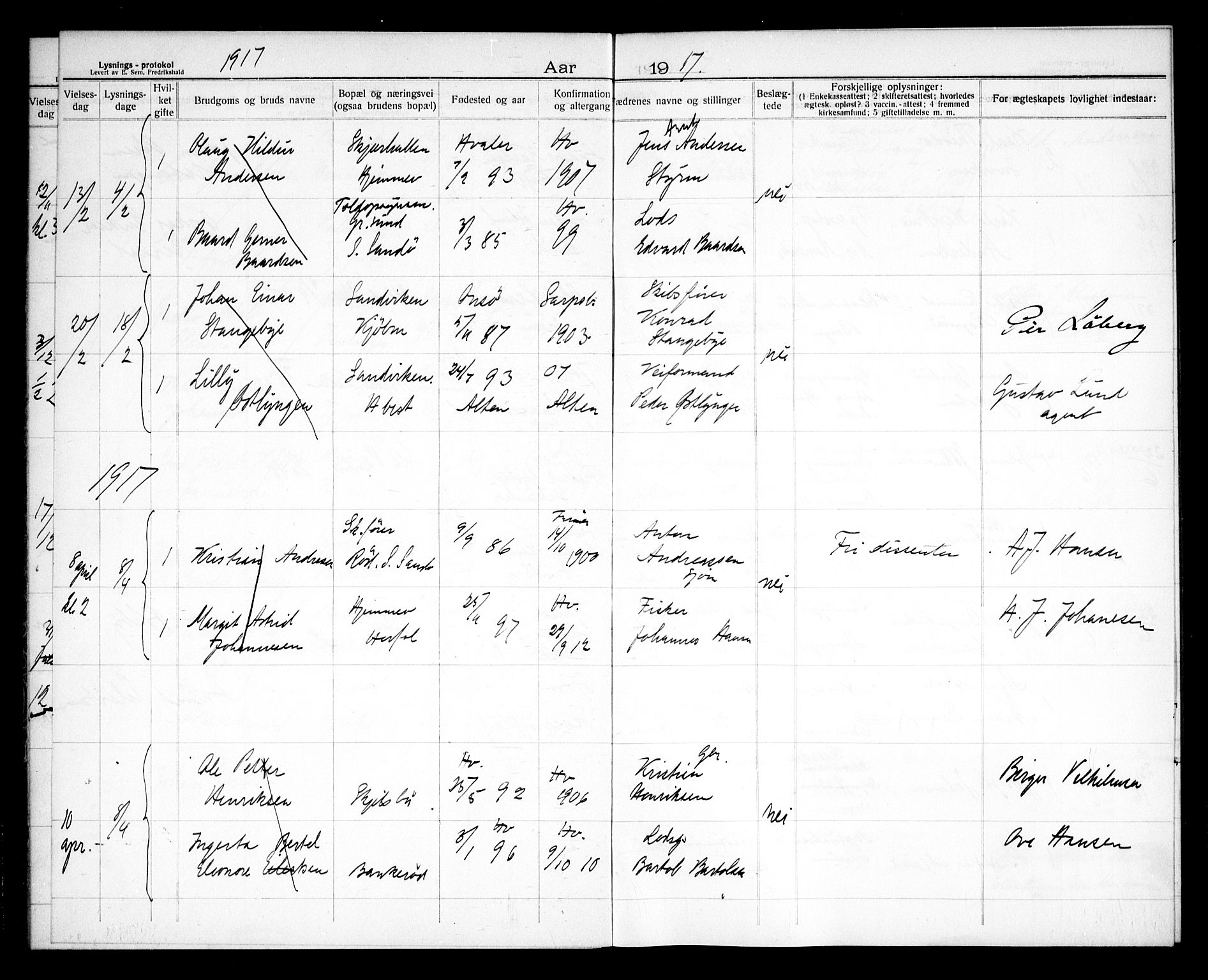 Hvaler prestekontor Kirkebøker, SAO/A-2001/H/Ha/L0001: Banns register no. I 1, 1915-1917