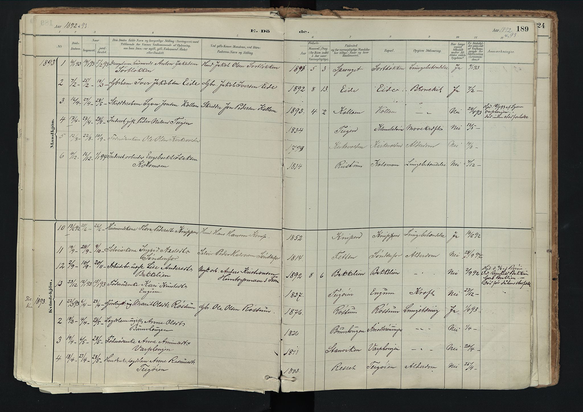 Nord-Fron prestekontor, SAH/PREST-080/H/Ha/Haa/L0003: Parish register (official) no. 3, 1884-1914, p. 189