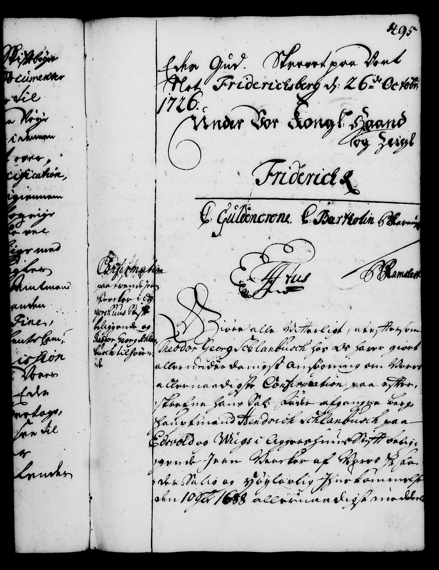 Rentekammeret, Kammerkanselliet, RA/EA-3111/G/Gg/Gga/L0002: Norsk ekspedisjonsprotokoll med register (merket RK 53.2), 1723-1727, p. 495