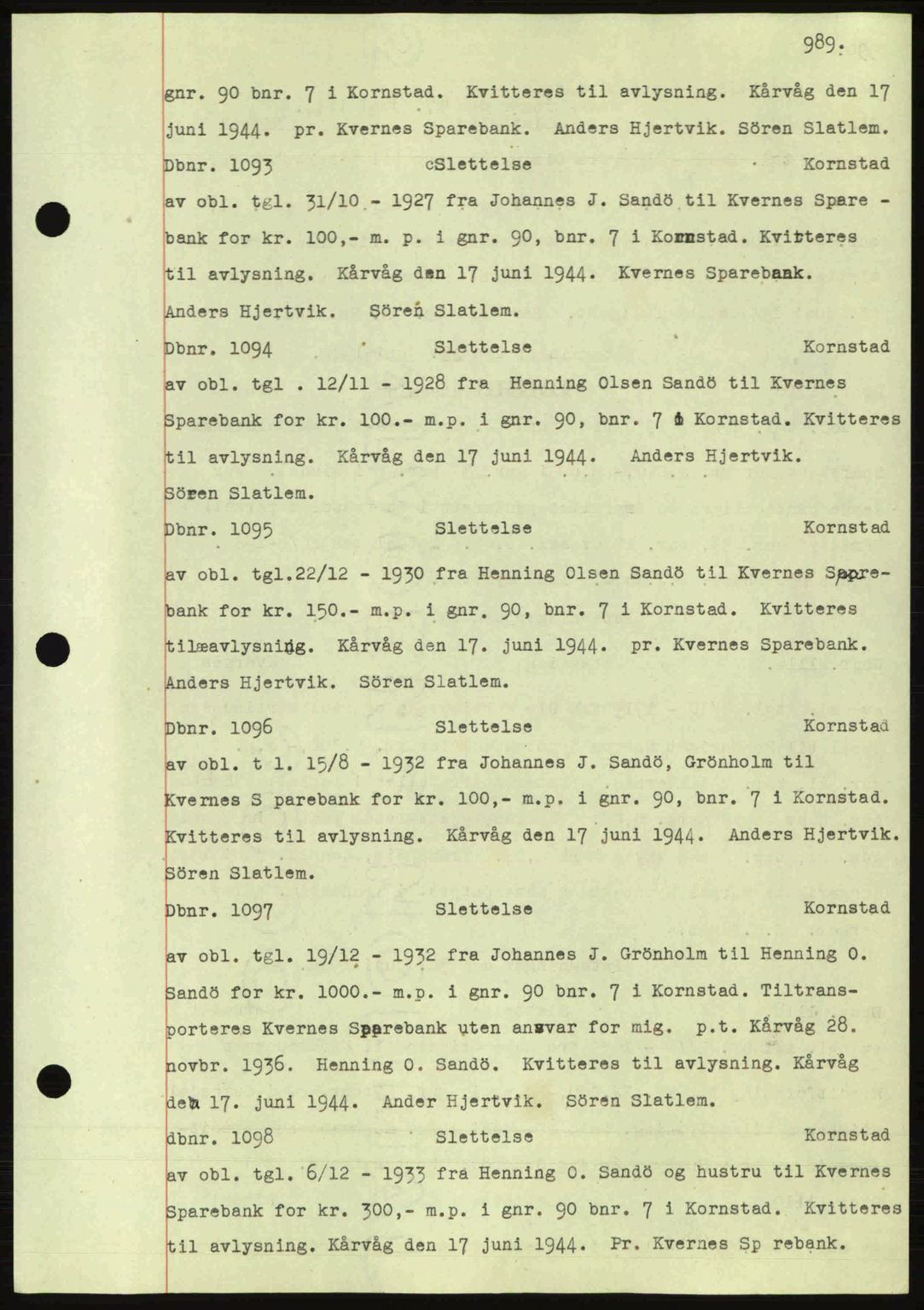 Nordmøre sorenskriveri, AV/SAT-A-4132/1/2/2Ca: Mortgage book no. C81, 1940-1945, Diary no: : 1093/1944