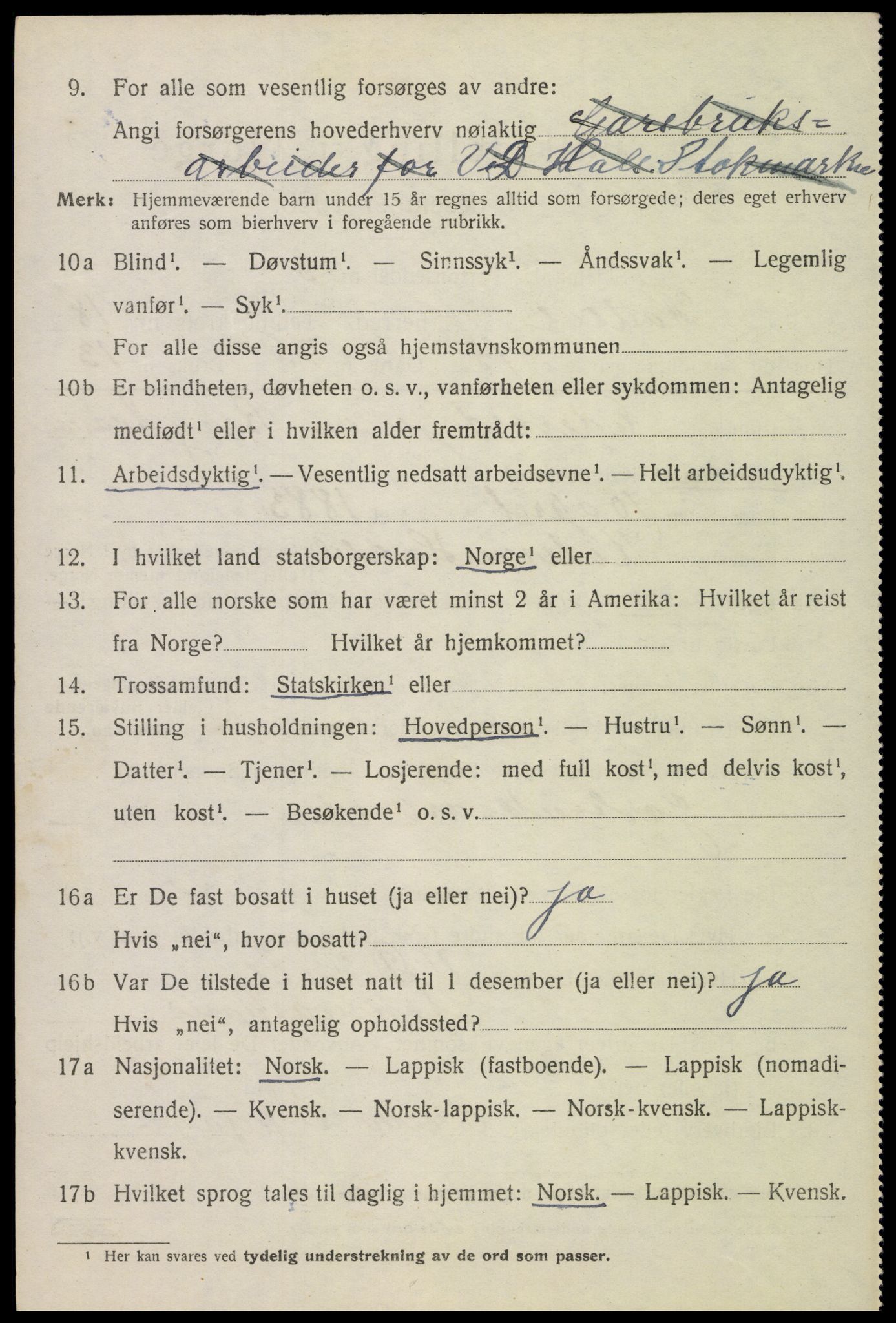 SAT, 1920 census for Hadsel, 1920, p. 16661