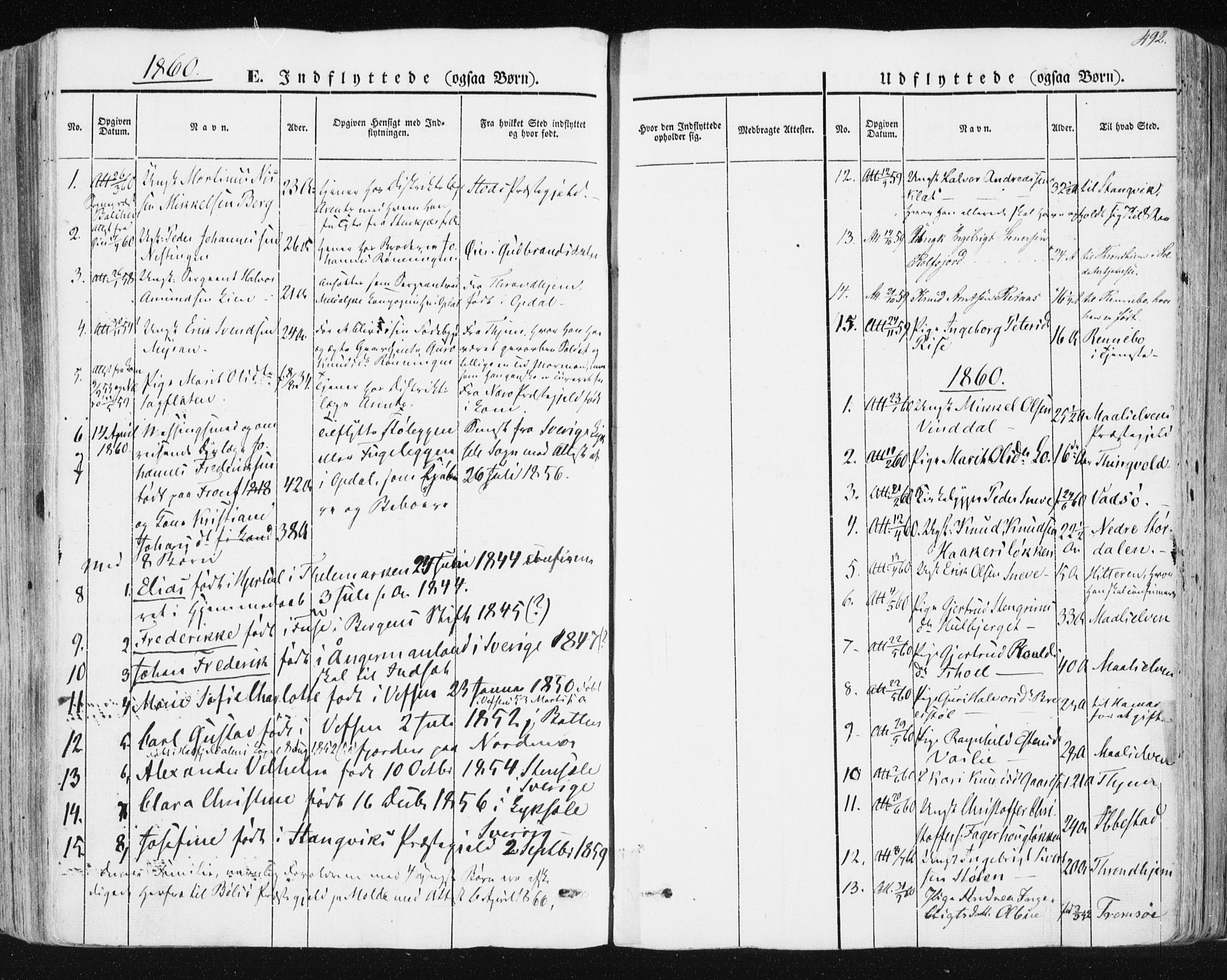 Ministerialprotokoller, klokkerbøker og fødselsregistre - Sør-Trøndelag, SAT/A-1456/678/L0899: Parish register (official) no. 678A08, 1848-1872, p. 492