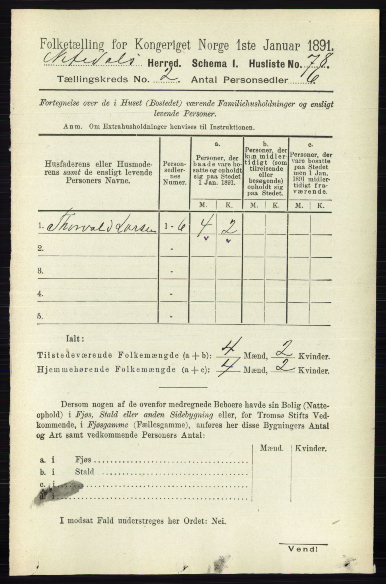 RA, 1891 census for 0233 Nittedal, 1891, p. 581